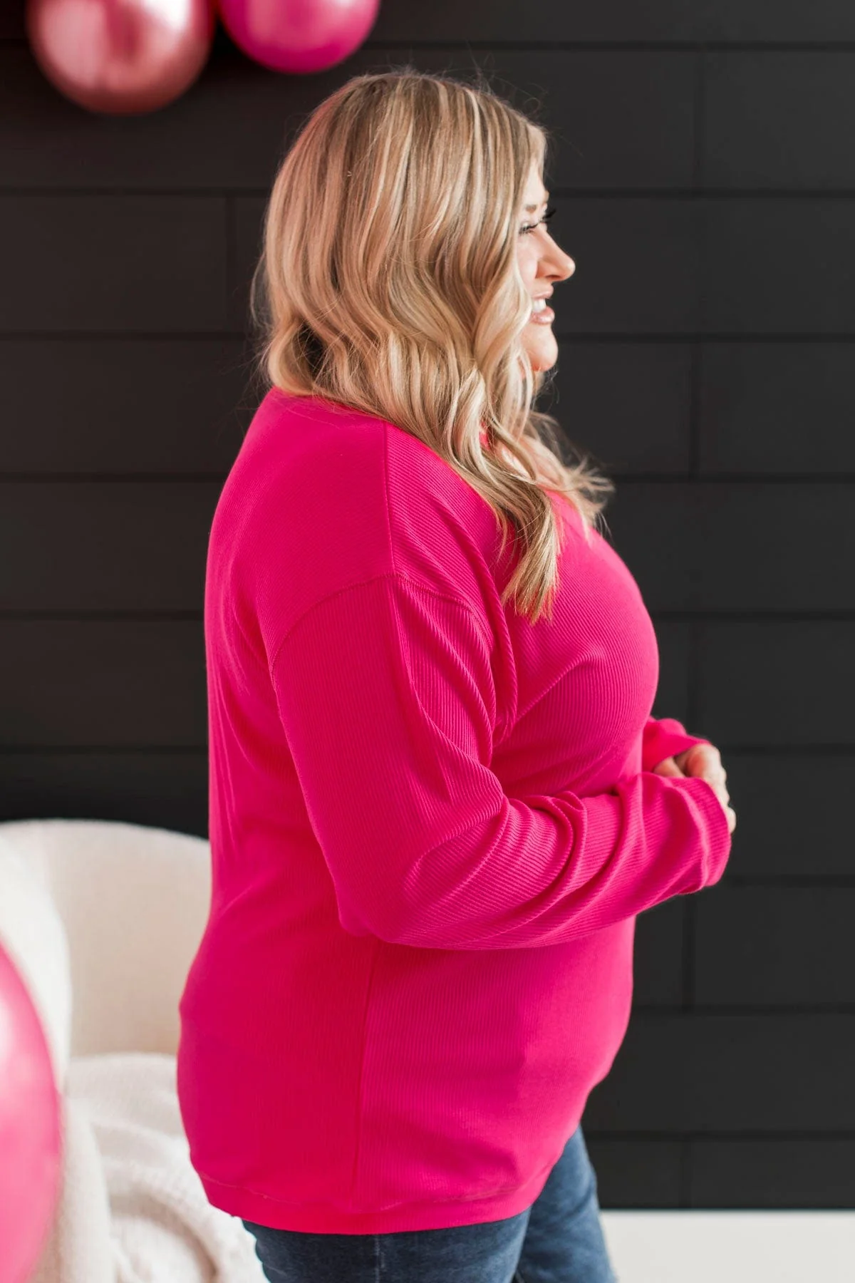 Express It All Knit Pullover Top- Hot Pink - Image 7