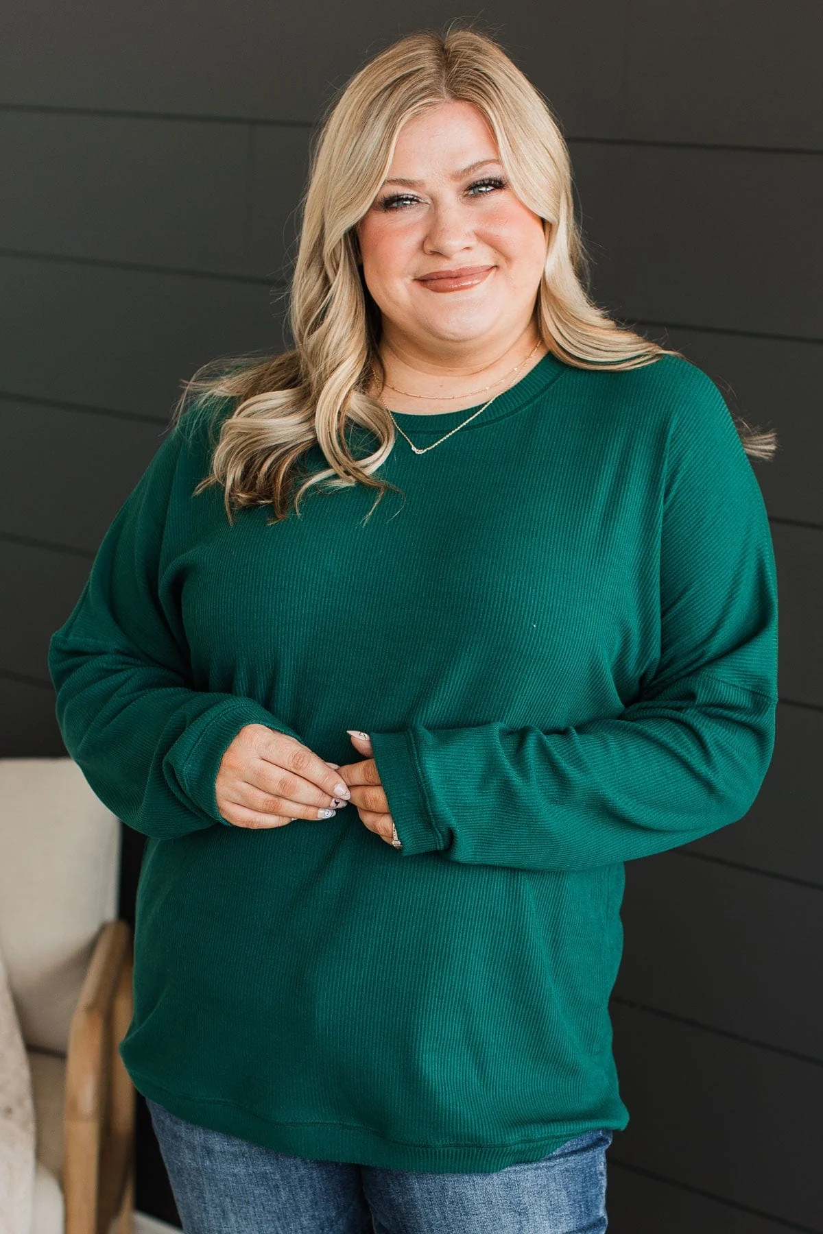 Express It All Knit Pullover Top- Hunter Green - Image 2