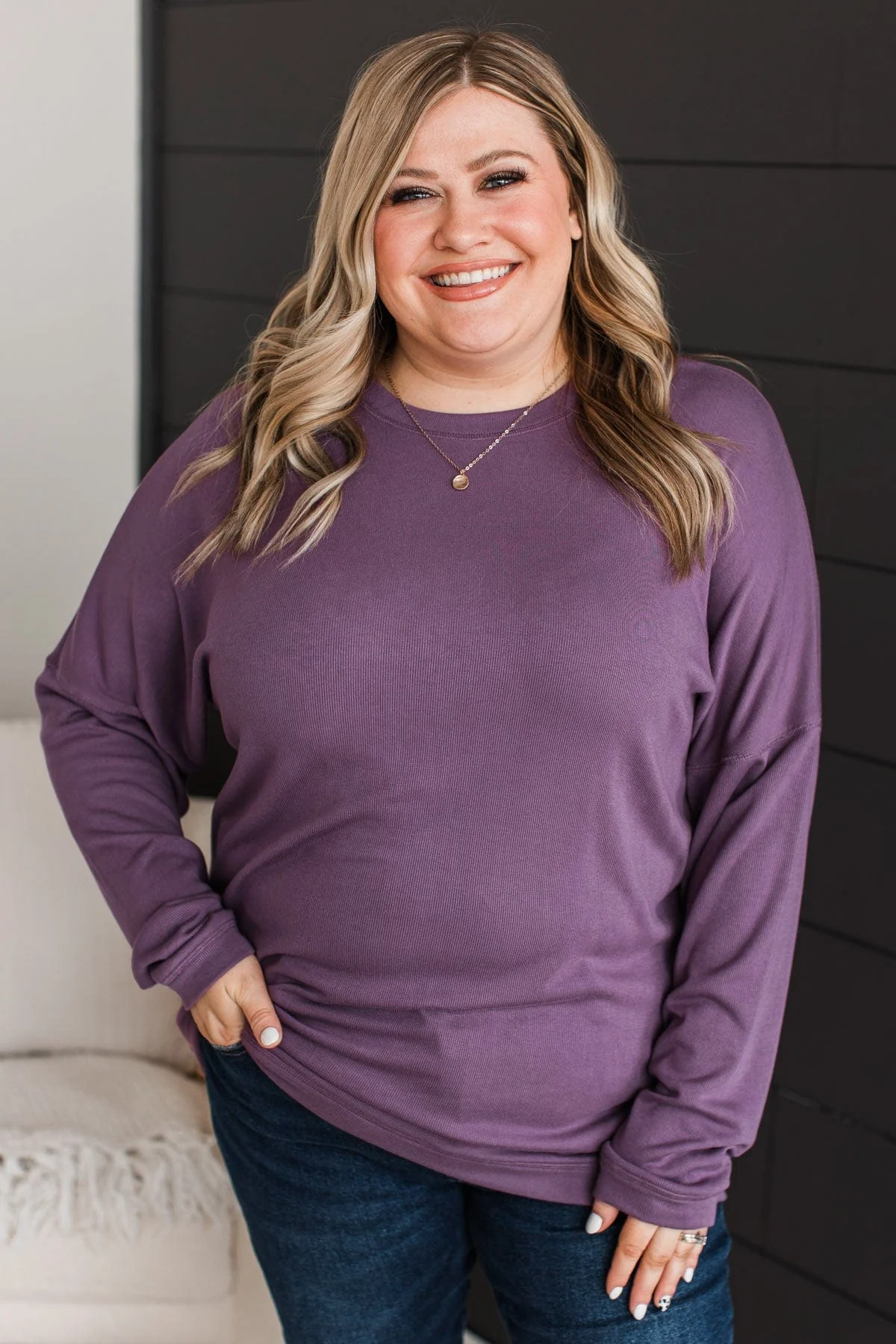 Express It All Knit Pullover Top- Purple - Image 5
