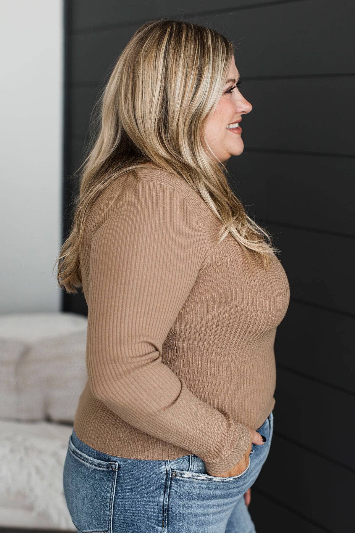 Exquisite As Always Long Sleeve Knit Top- Mocha - Image 5