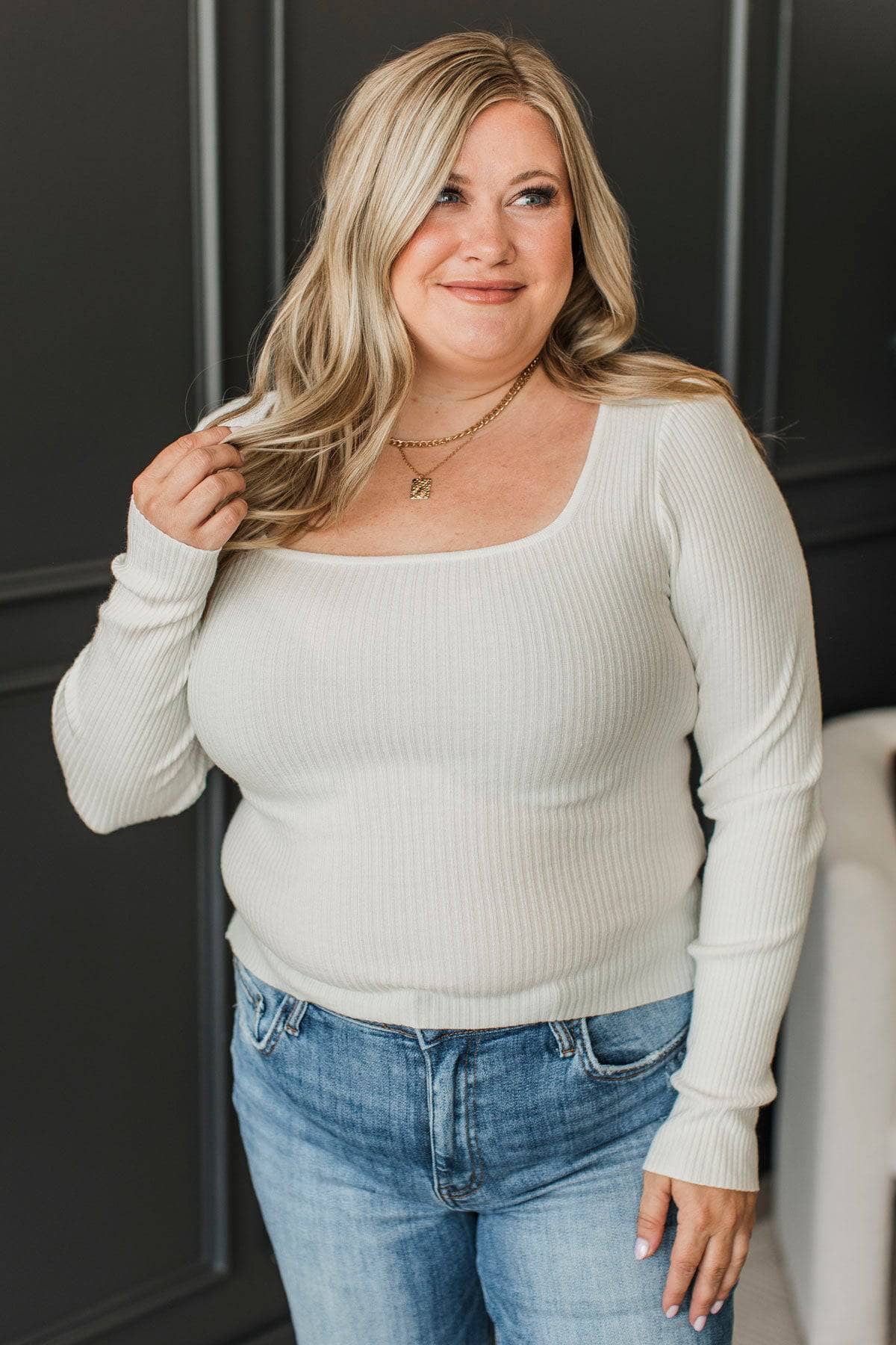 Exquisite As Always Long Sleeve Knit Top- Off-White - Image 3