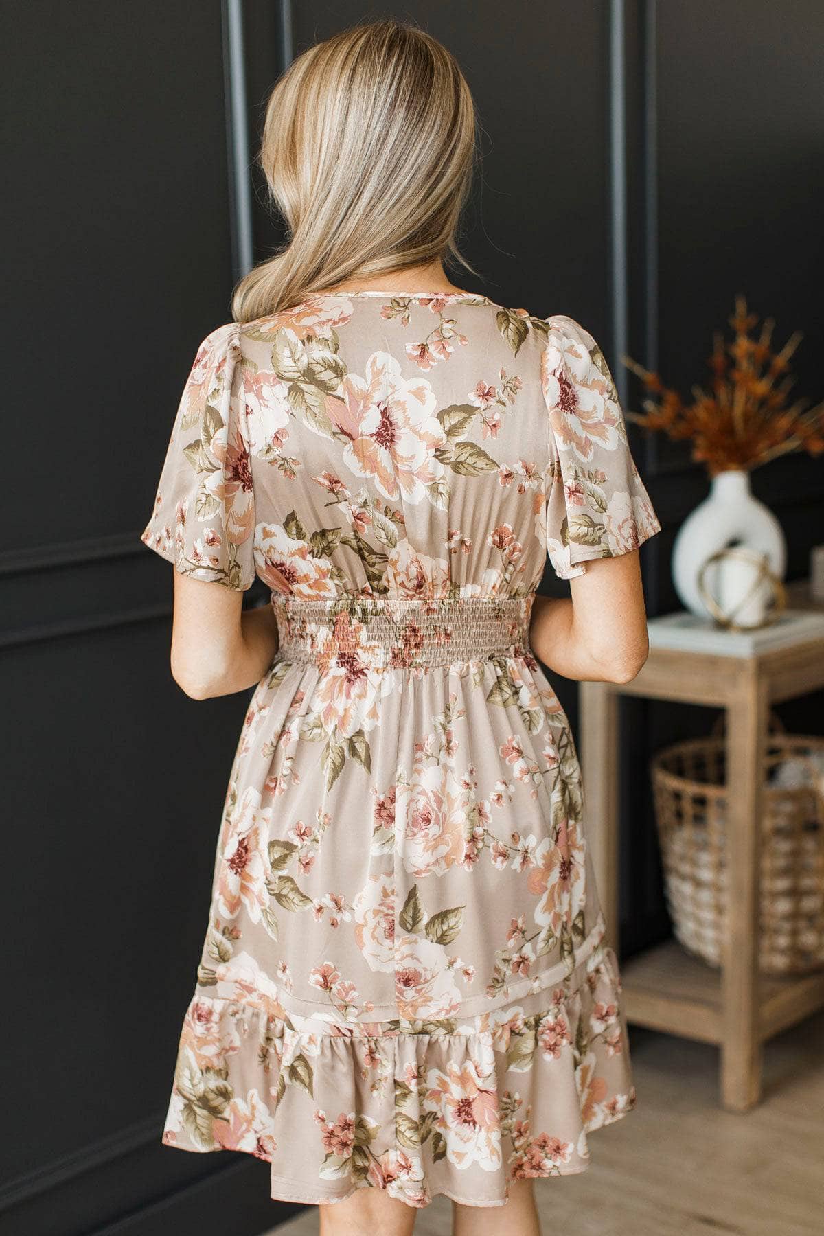 Extend The Invite Floral Dress- Light Taupe - Image 5
