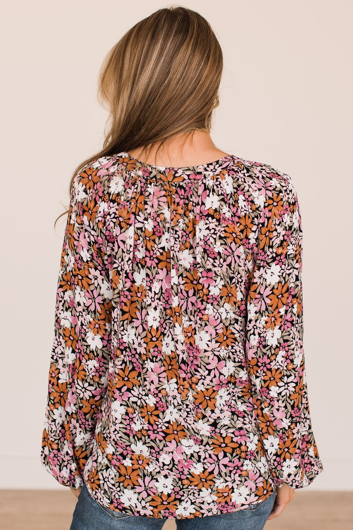 Extraordinary Beauty Floral Blouse- Black, Pink, & Rust - Image 9