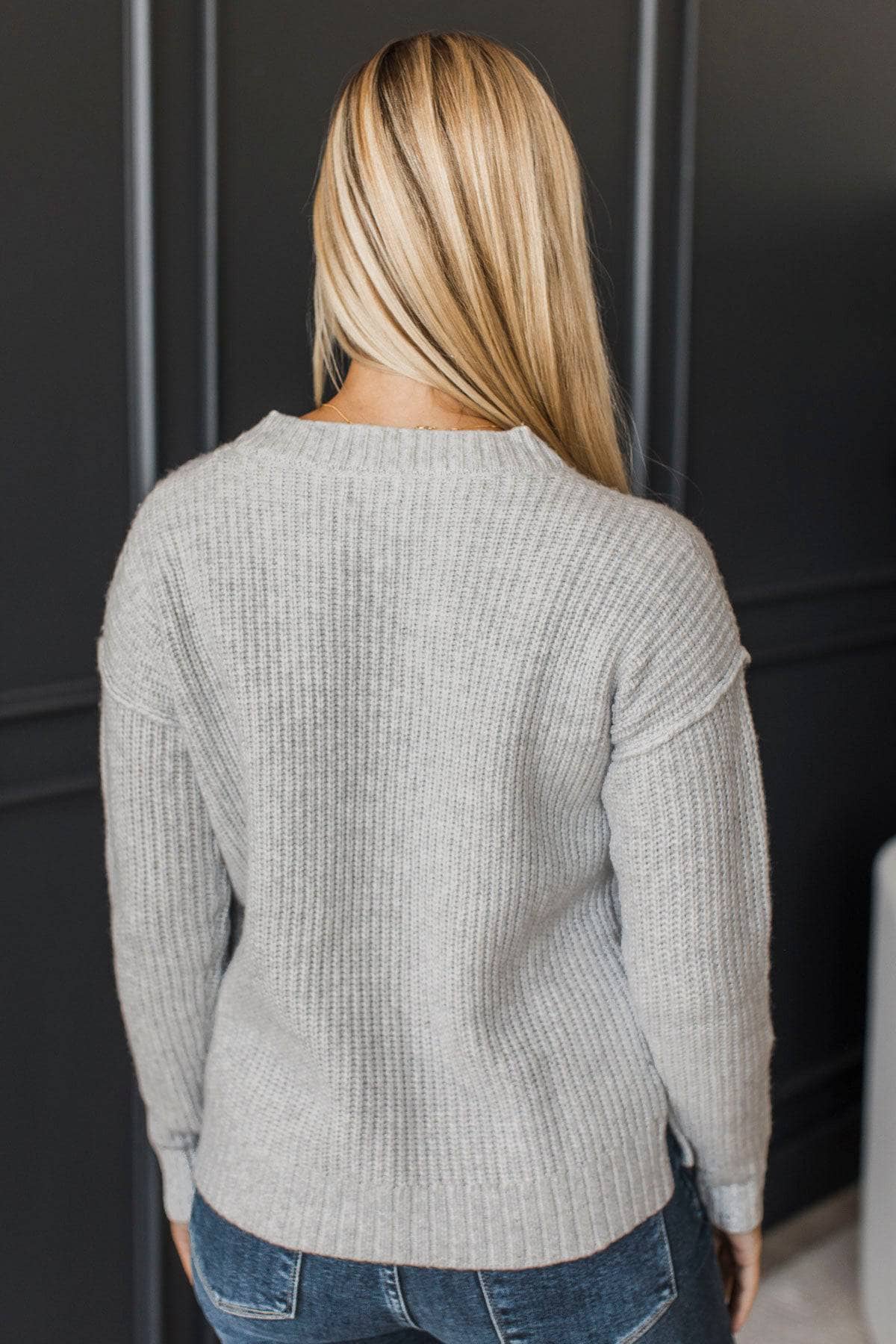 Extraordinary Inspirations Knit Sweater- Light Grey - Image 6