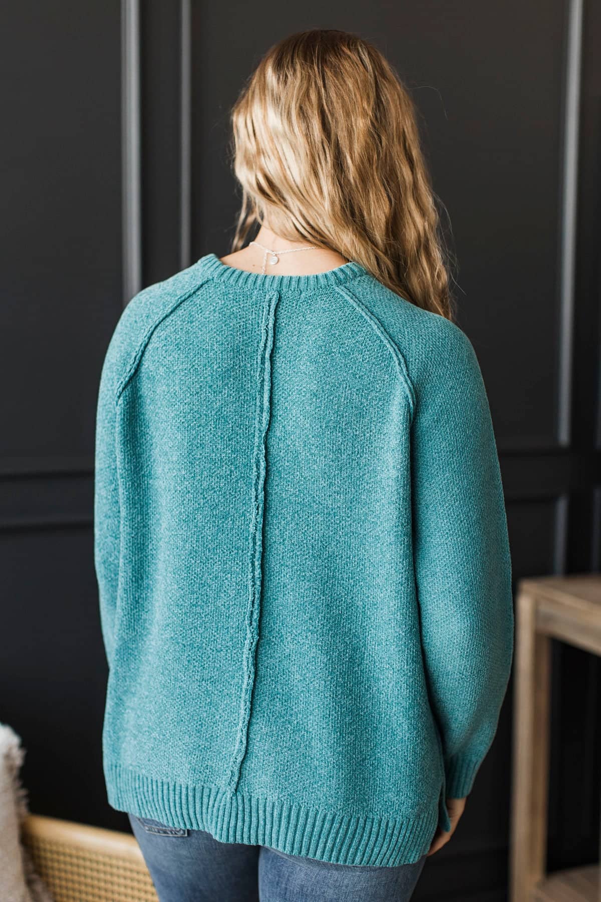 Exuding Confidence Chenille Knit Sweater- Dusty Teal - Image 7
