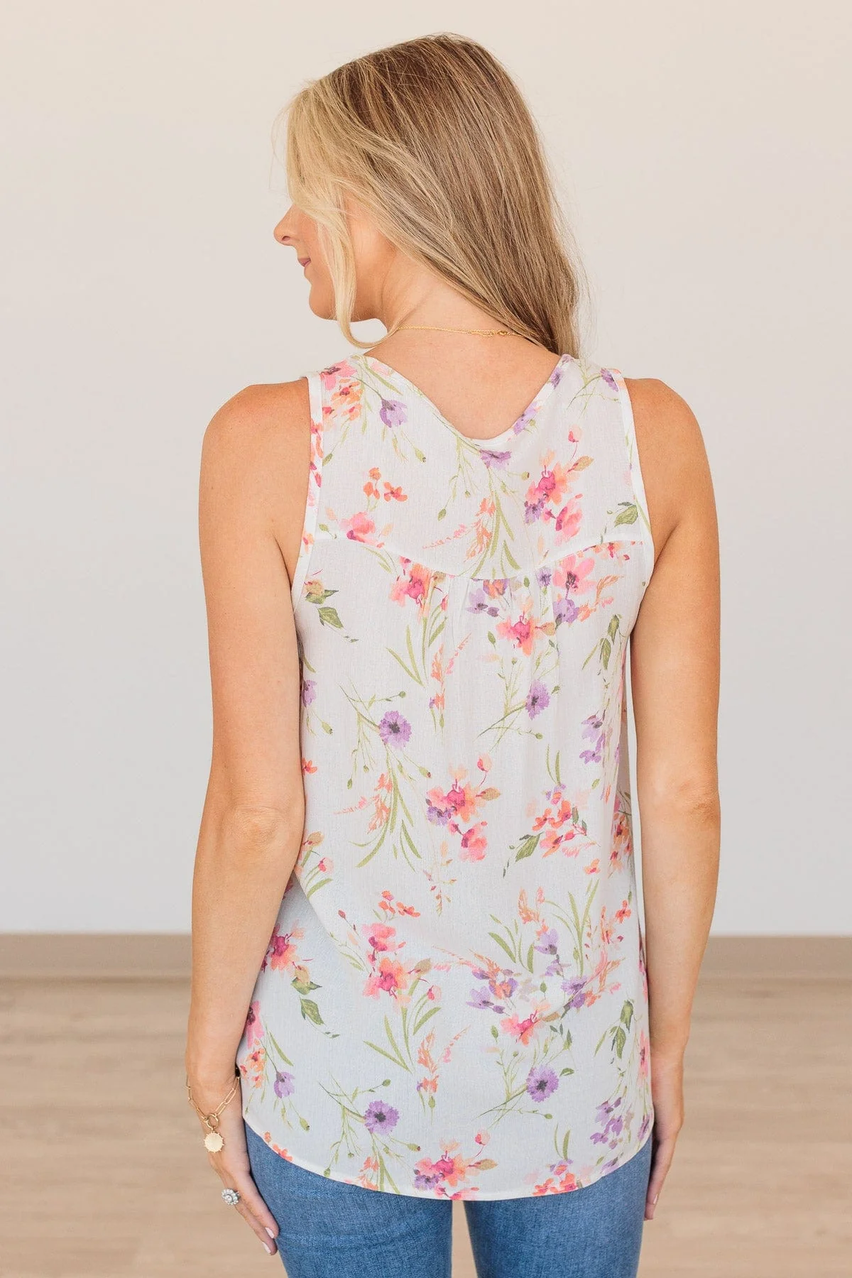 Eye Catching Beauty Floral Tank- Ivory - Image 11