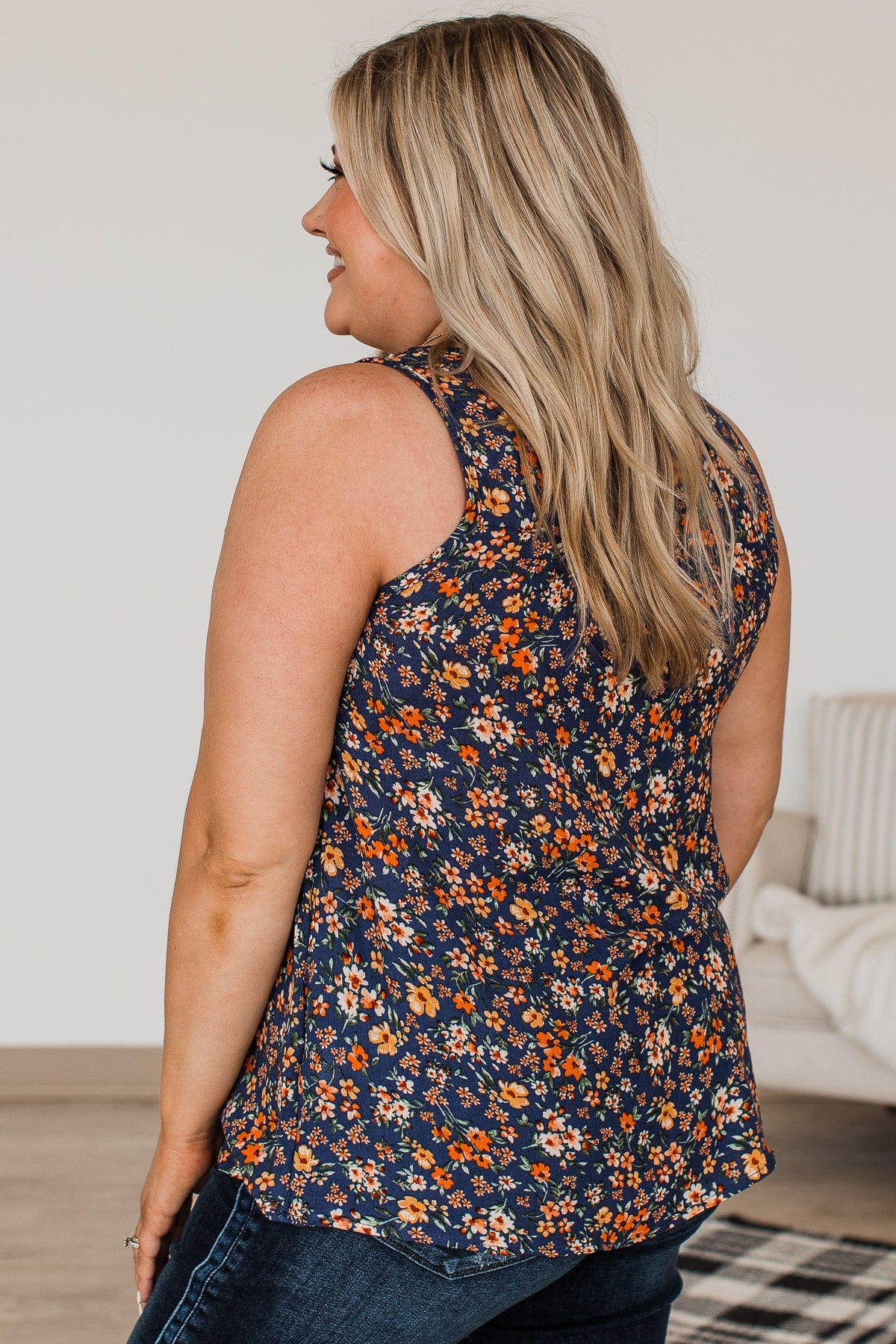 Eye Catching Beauty Floral Tank- Navy - Image 12