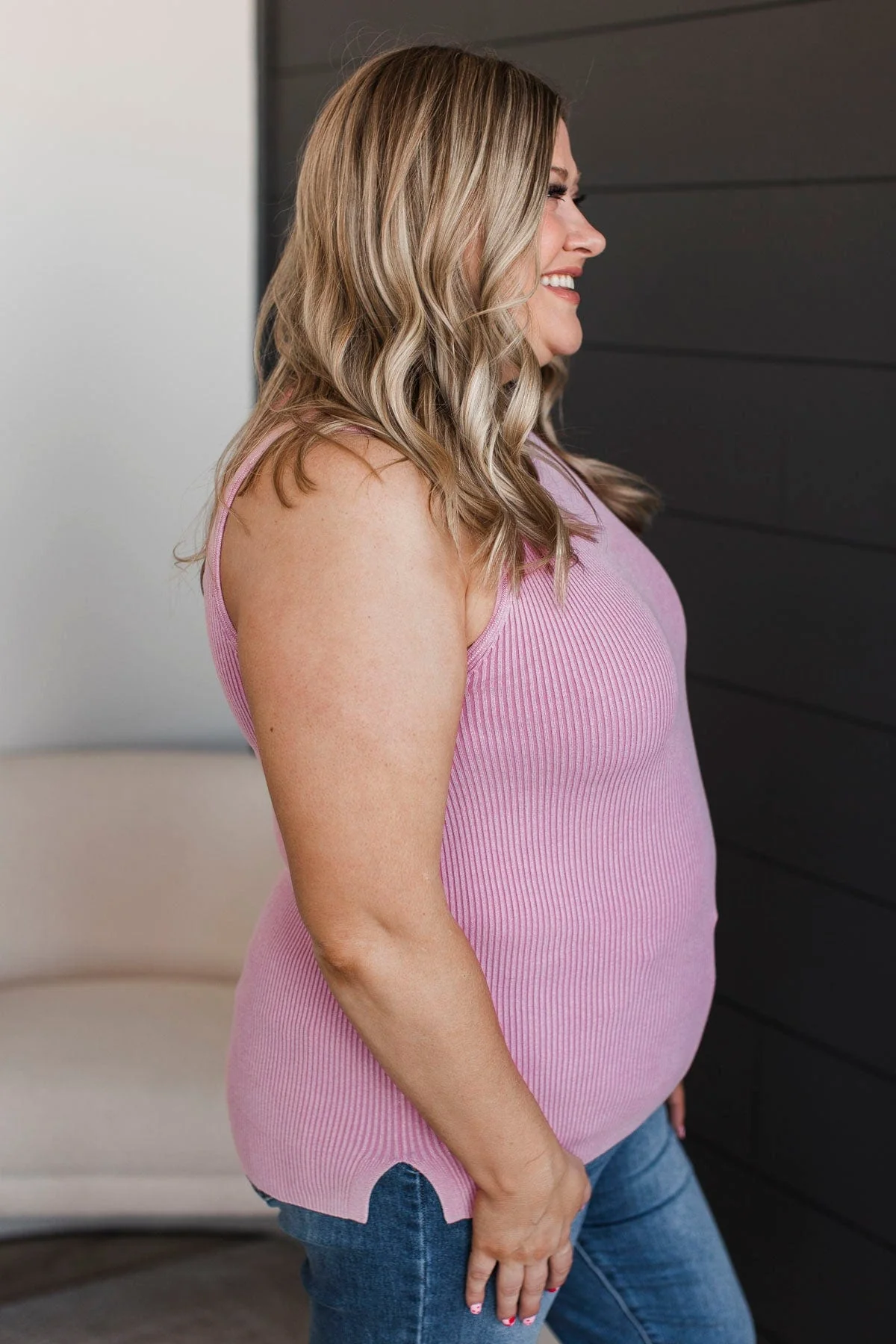 Fabulous Forever Ribbed Tank Top- Pink - Image 6