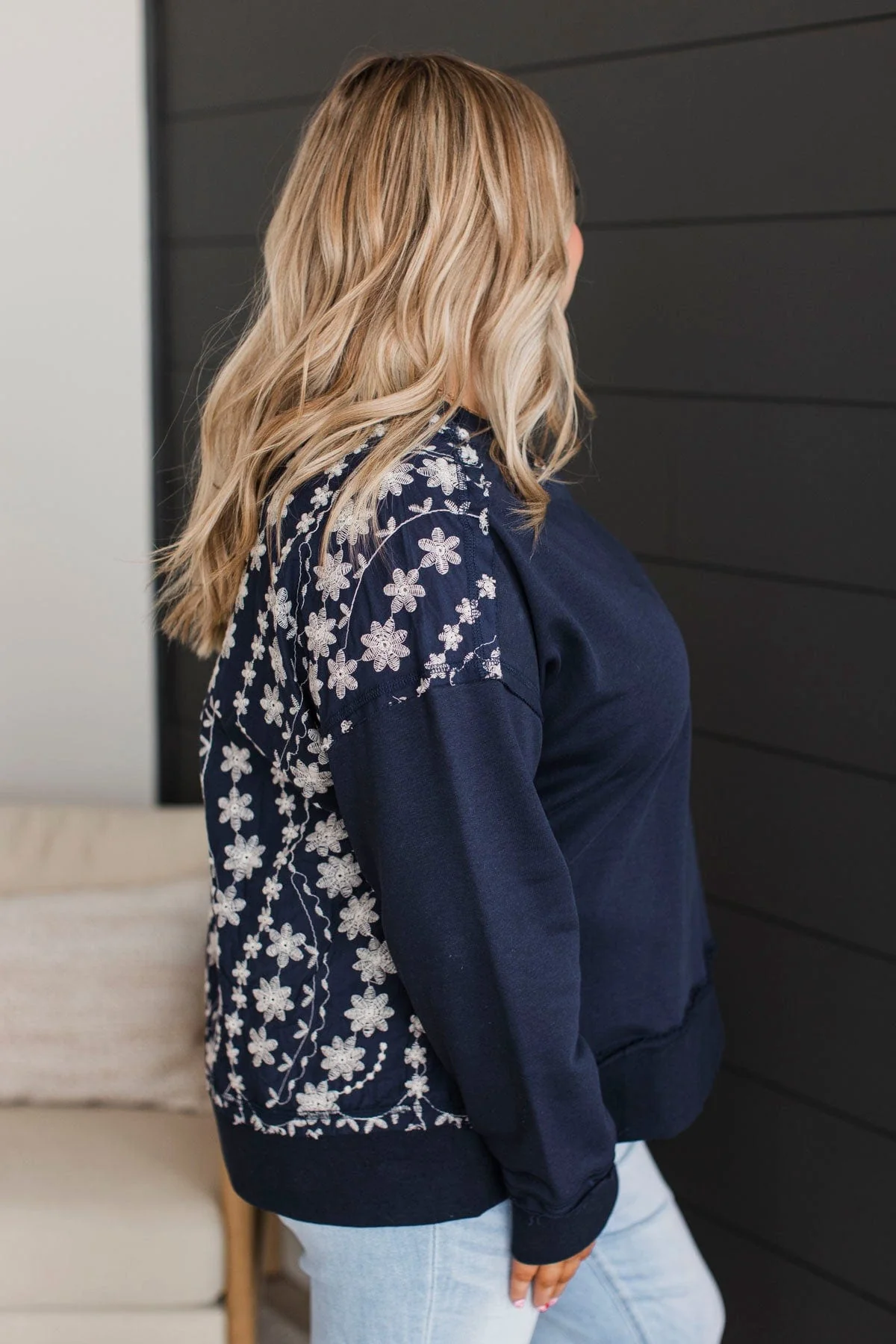 Fabulous Reputation Floral Pullover Top- Navy - Image 5