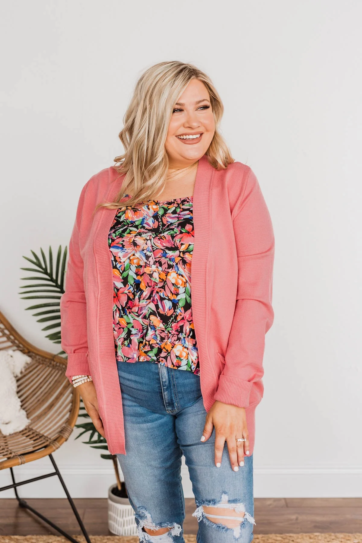 Fading Skylines Pocket Cardigan- Pink - Image 4