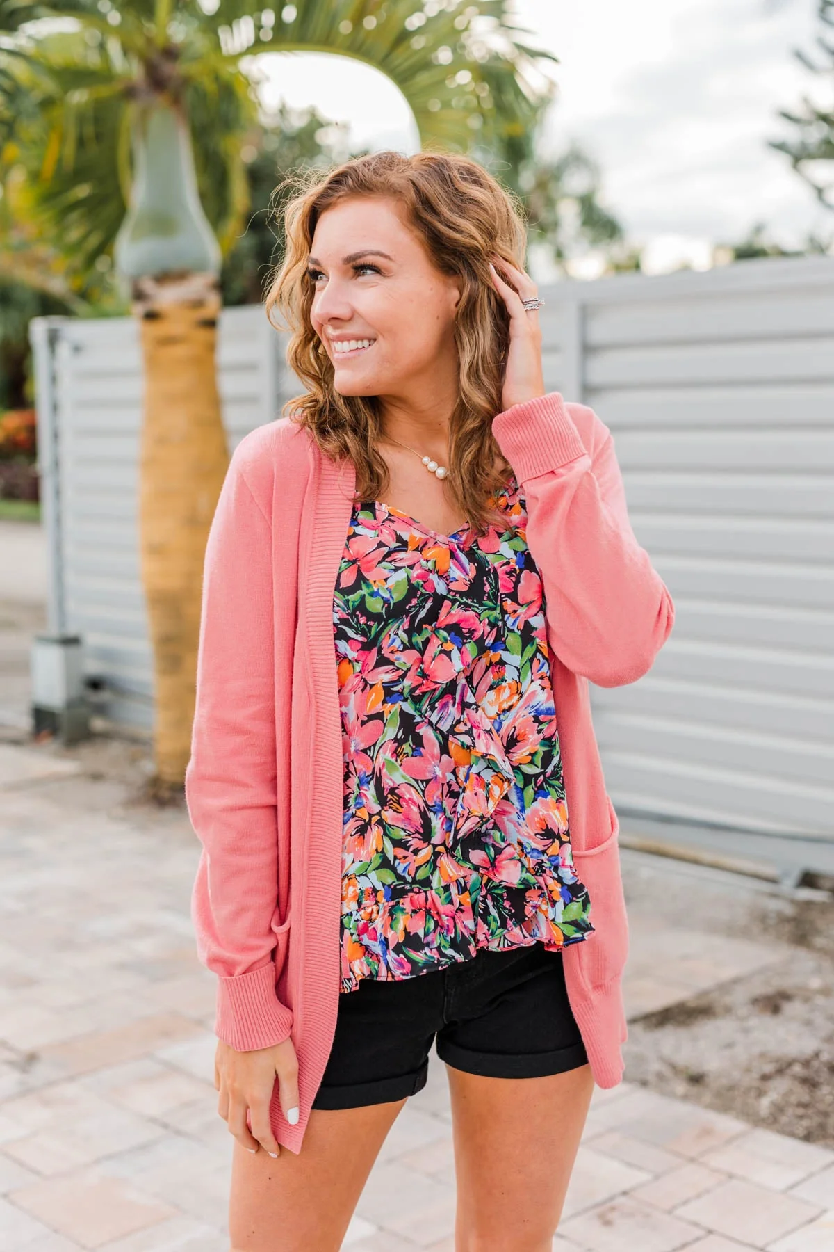 Fading Skylines Pocket Cardigan- Pink - Image 7