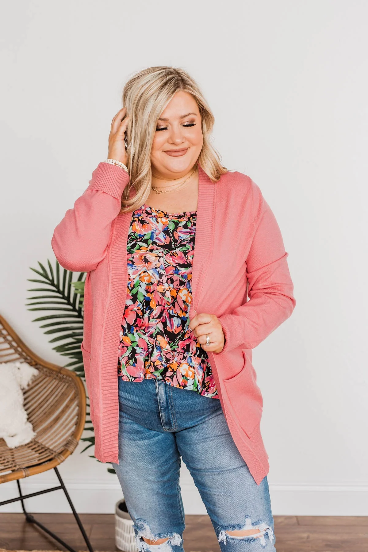 Fading Skylines Pocket Cardigan- Pink - Image 9