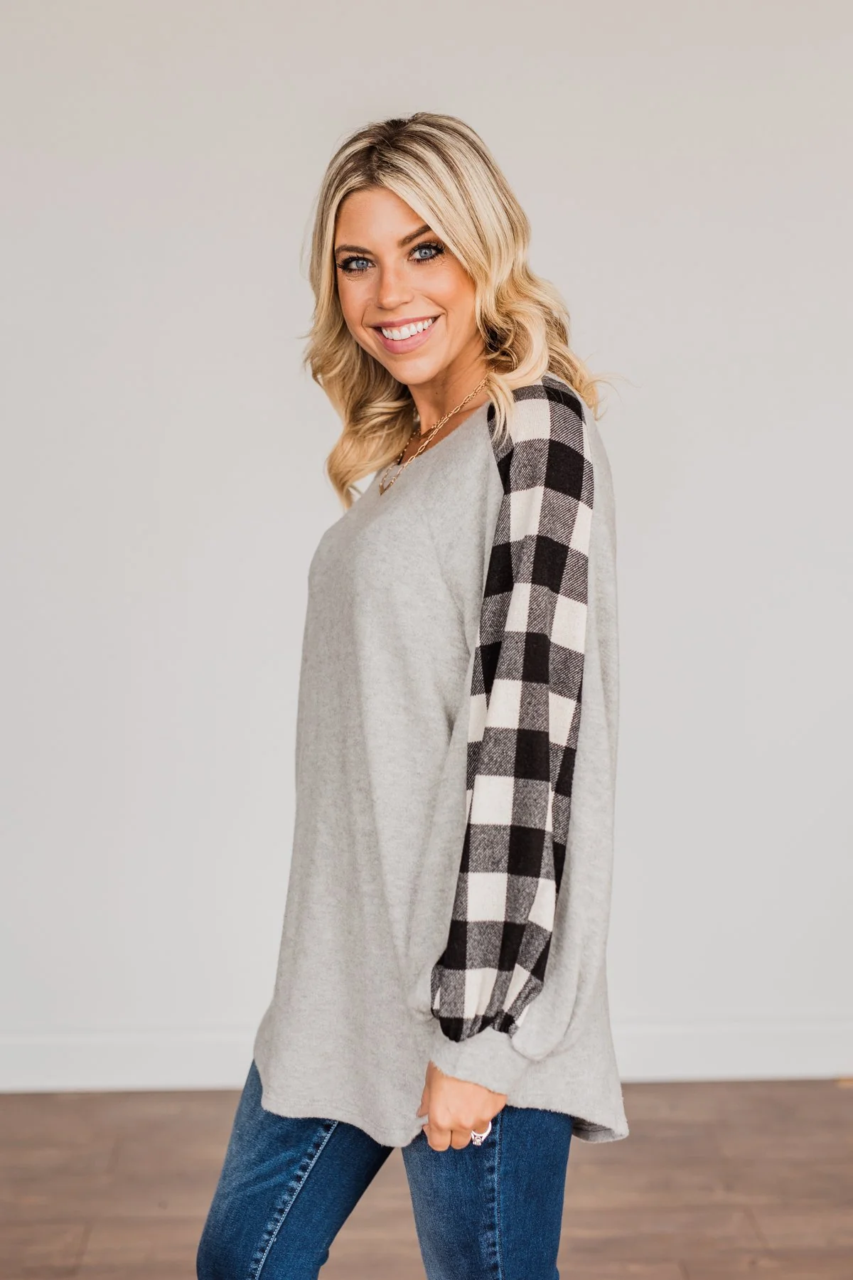 Fairy Tale Love Balloon Sleeve Top- Grey - Image 7