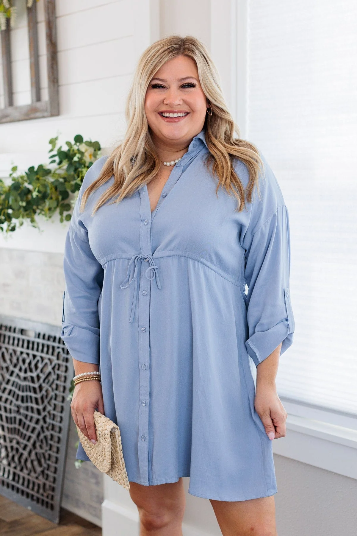 Fairytale Endings Chambray Dress- Light Denim - Image 3