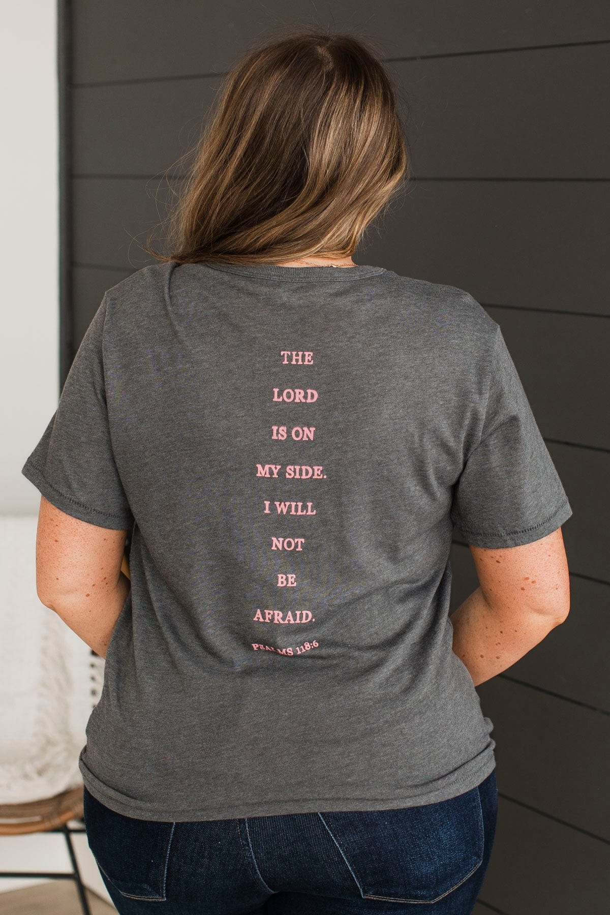 "Faith Over Fear" Graphic Tee- Charcoal - Image 2