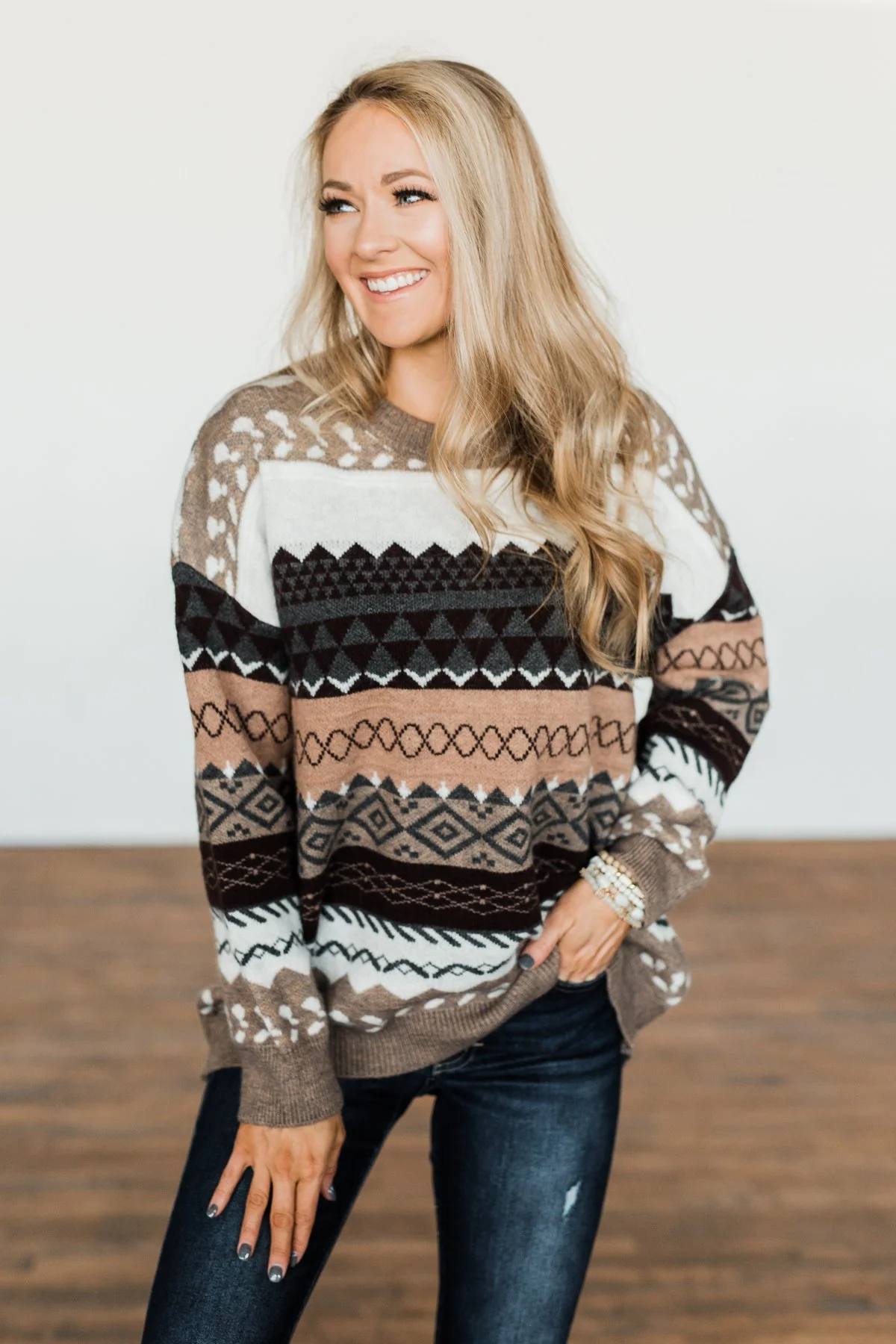 Faithful Feelings Thick Knit Sweater- Taupe, Charcoal, Ivory - Image 5
