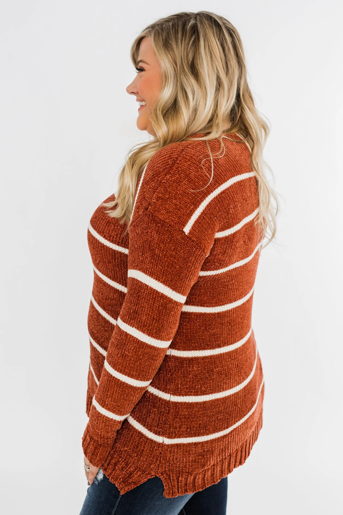 Faithfully Yours Striped Knit Sweater- Copper & Ivory - Image 19