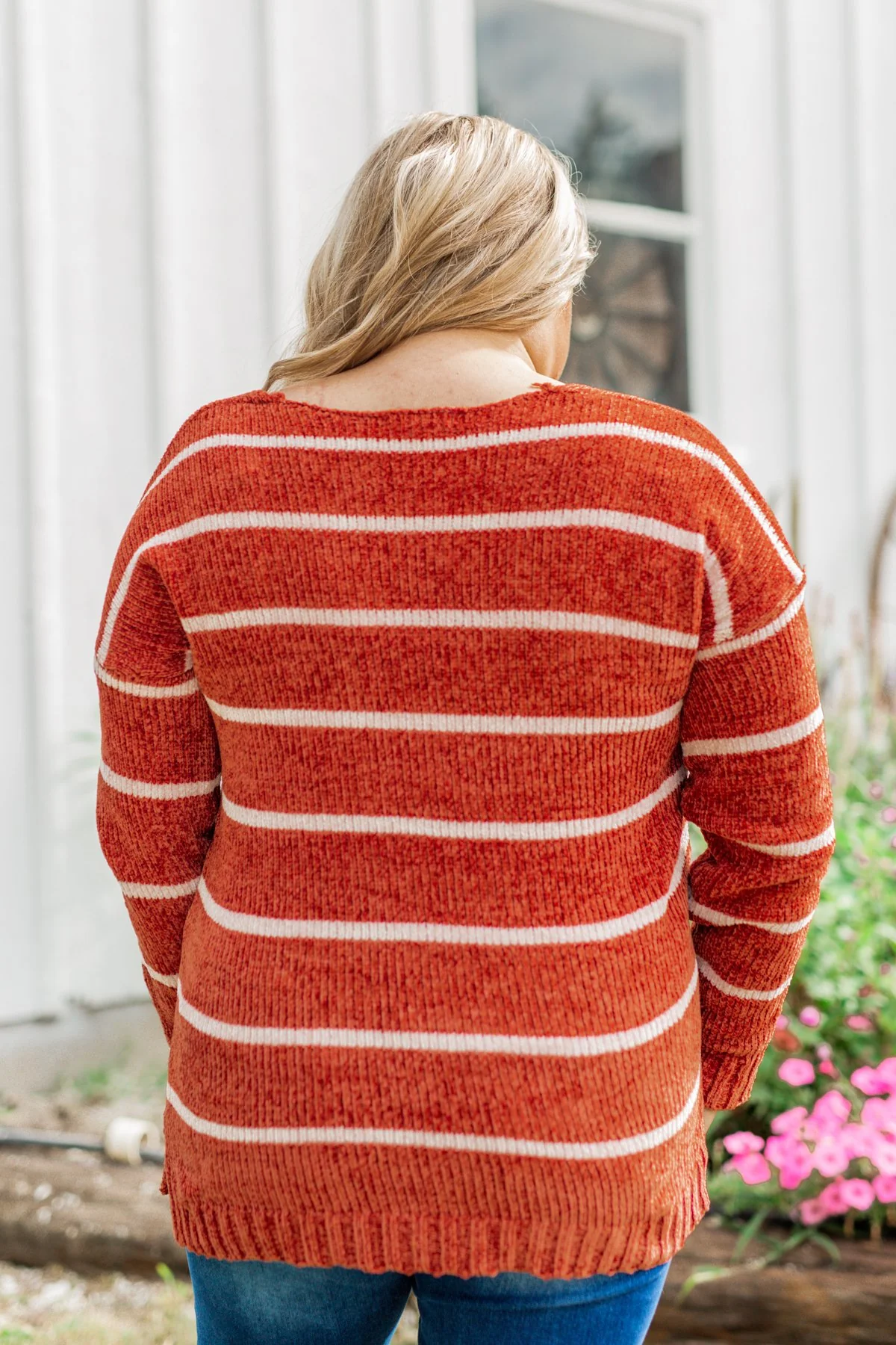 Faithfully Yours Striped Knit Sweater- Copper & Ivory - Image 9