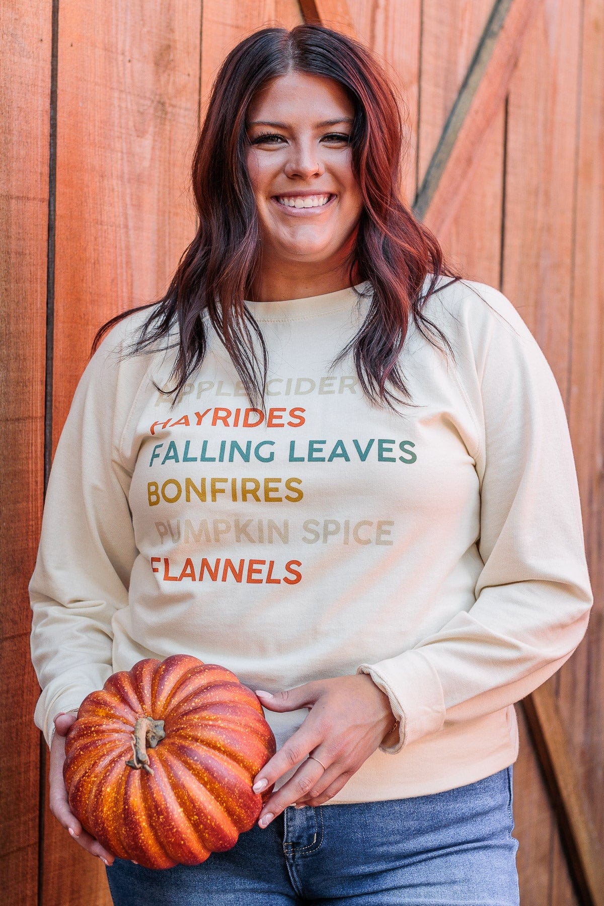 Fall Favorites Long Sleeve Graphic Top- Cream - Image 4