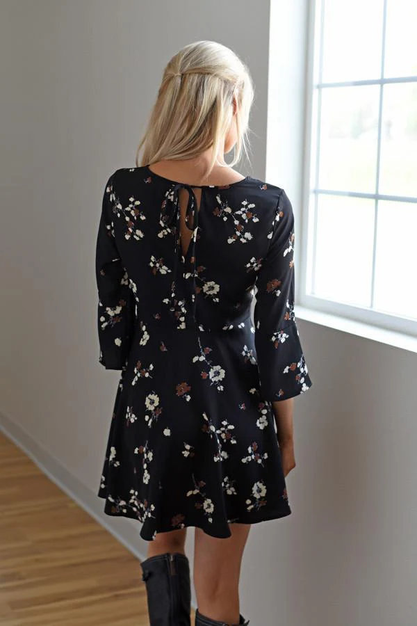 Fall Floral Dress ~ Black - Image 6