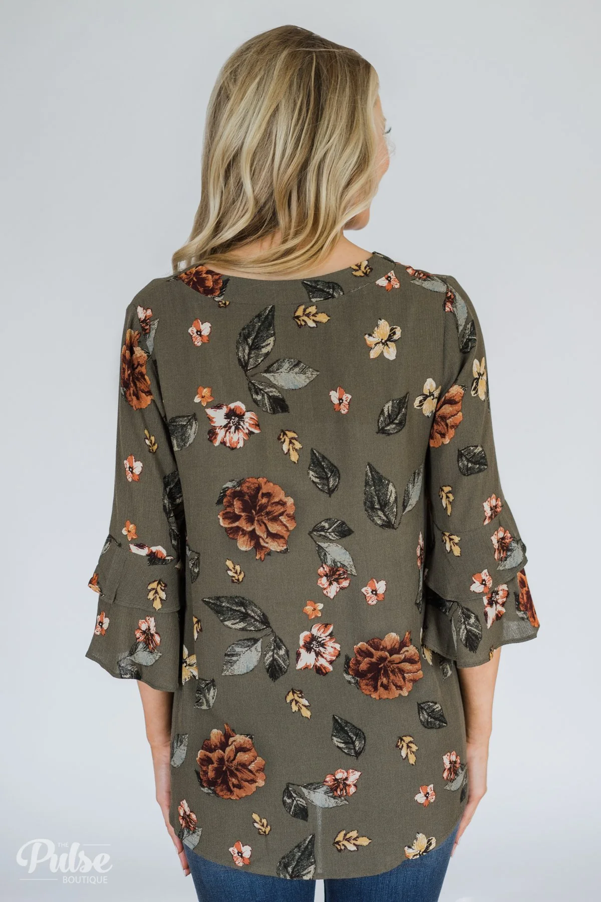 Fall Florals Blouse- Olive - Image 7