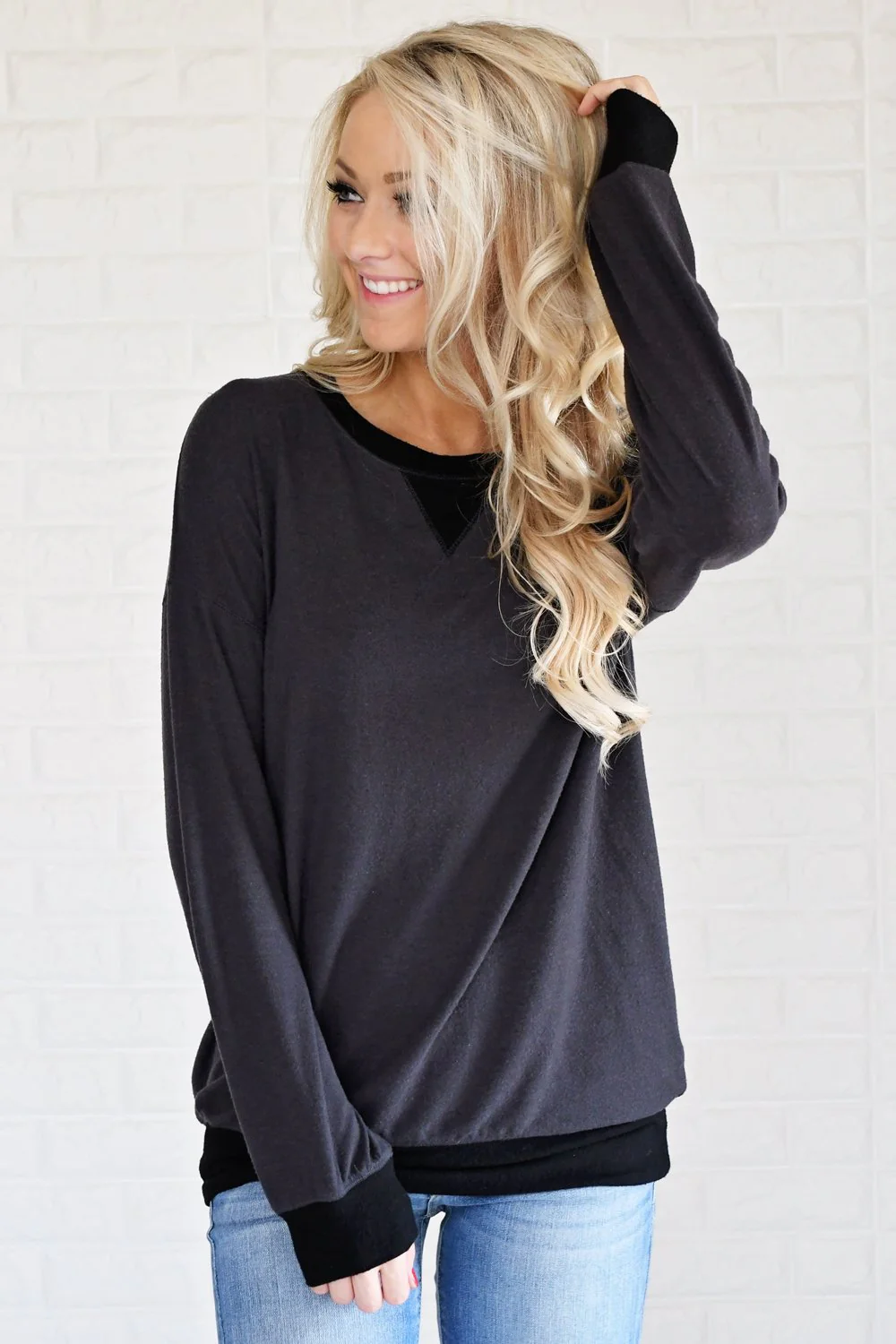 Fall for Cozy Top ~ Charcoal - Image 3