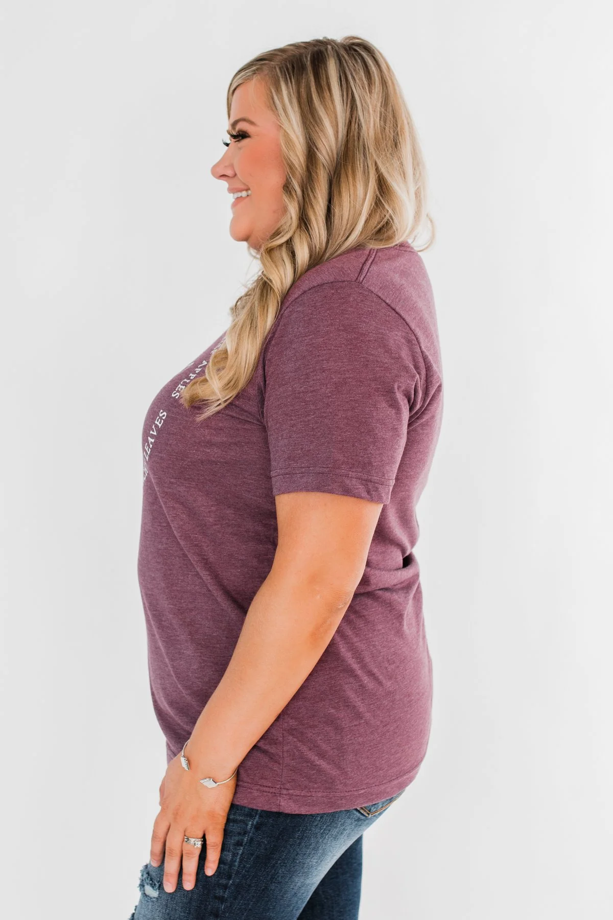 "Fall" Graphic Tee- Heathered Maroon - Image 4