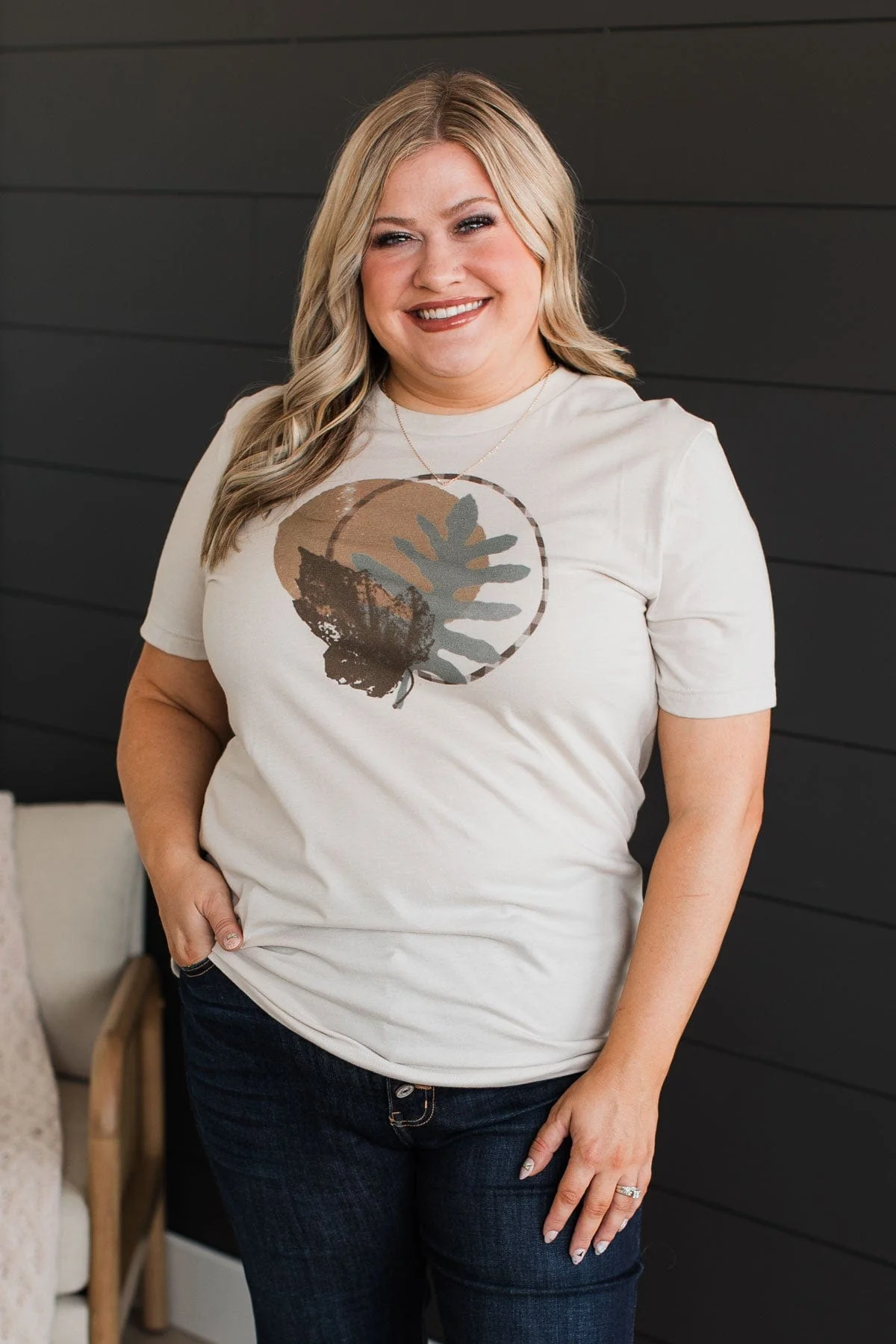 Fall Into You Graphic Tee- Light Taupe - Image 2