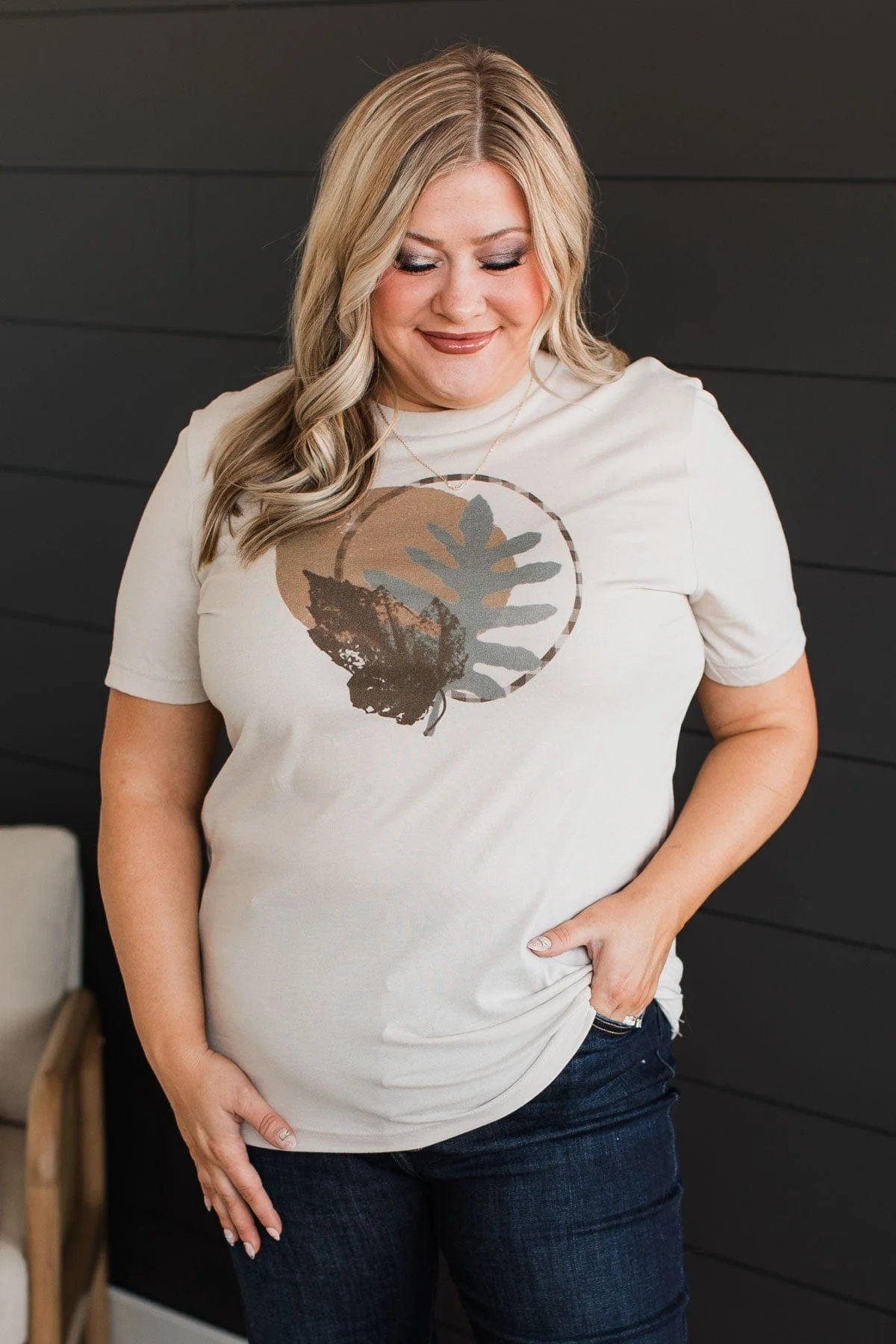 Fall Into You Graphic Tee- Light Taupe - Image 4