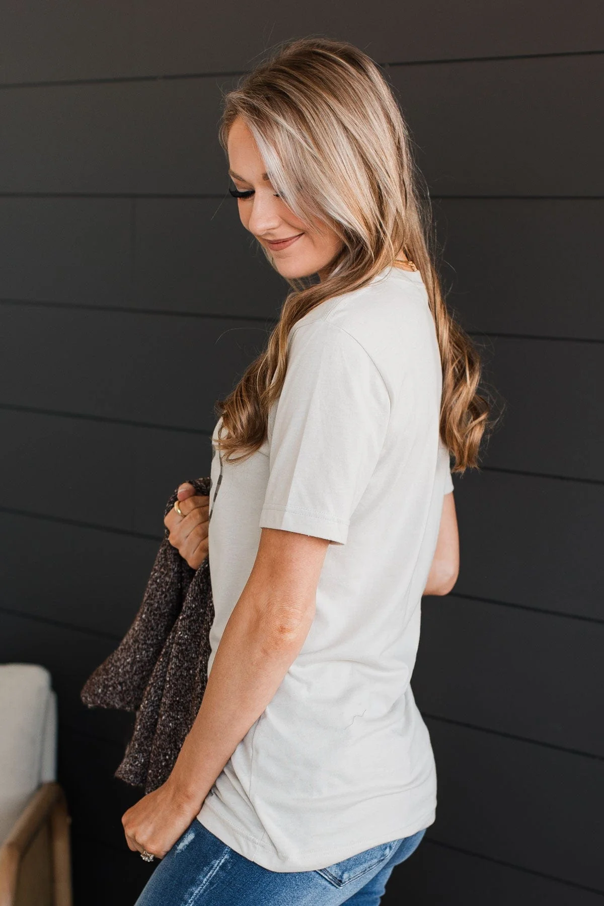Fall Into You Graphic Tee- Light Taupe - Image 5