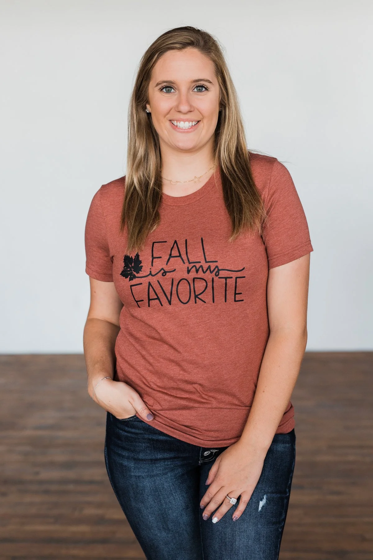 "Fall Is My Favorite" Graphic Tee- Brick - Image 2