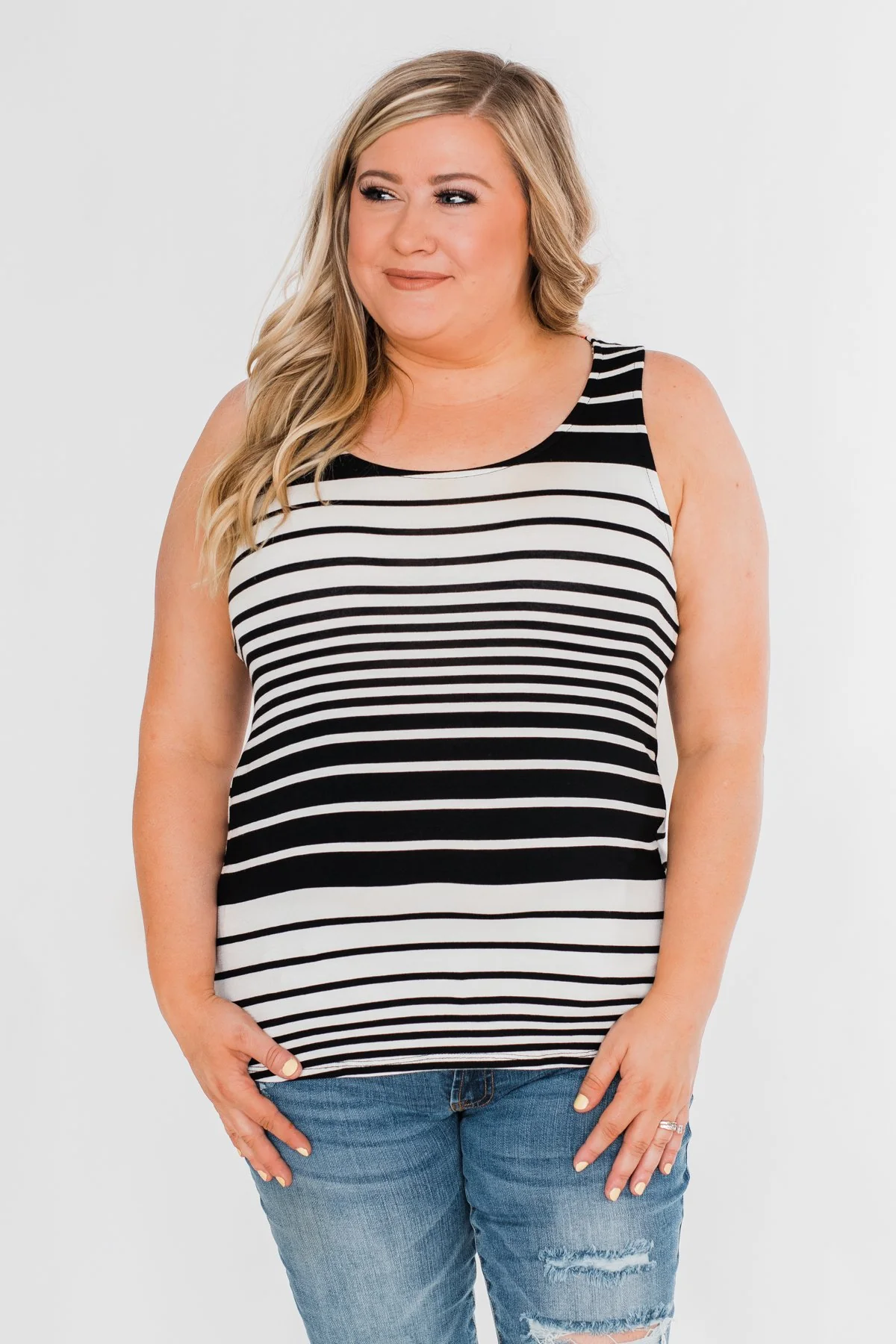 Falling For You Striped Bow Tank Top- Black & Neon Pink - Image 8