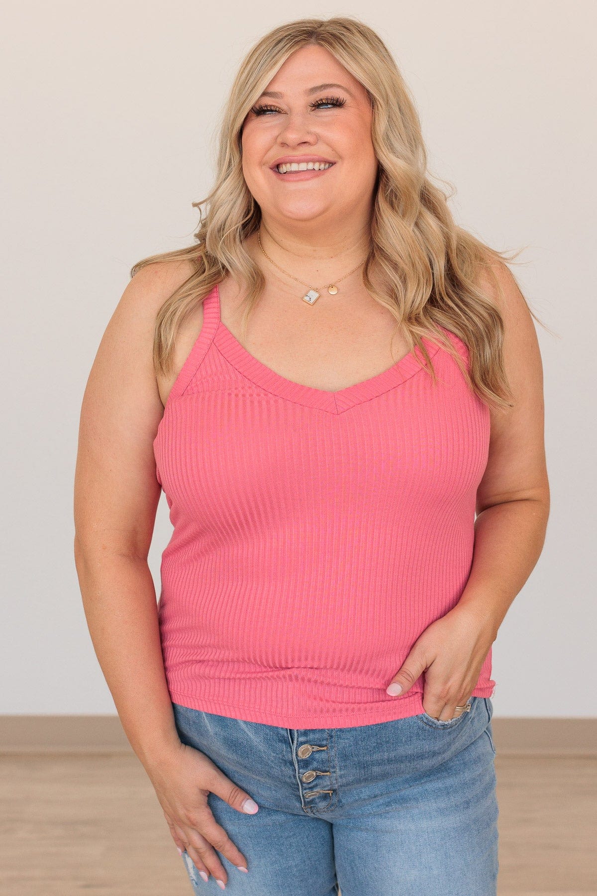 Falling In Love Knit Tank- Bubblegum Pink - Image 5