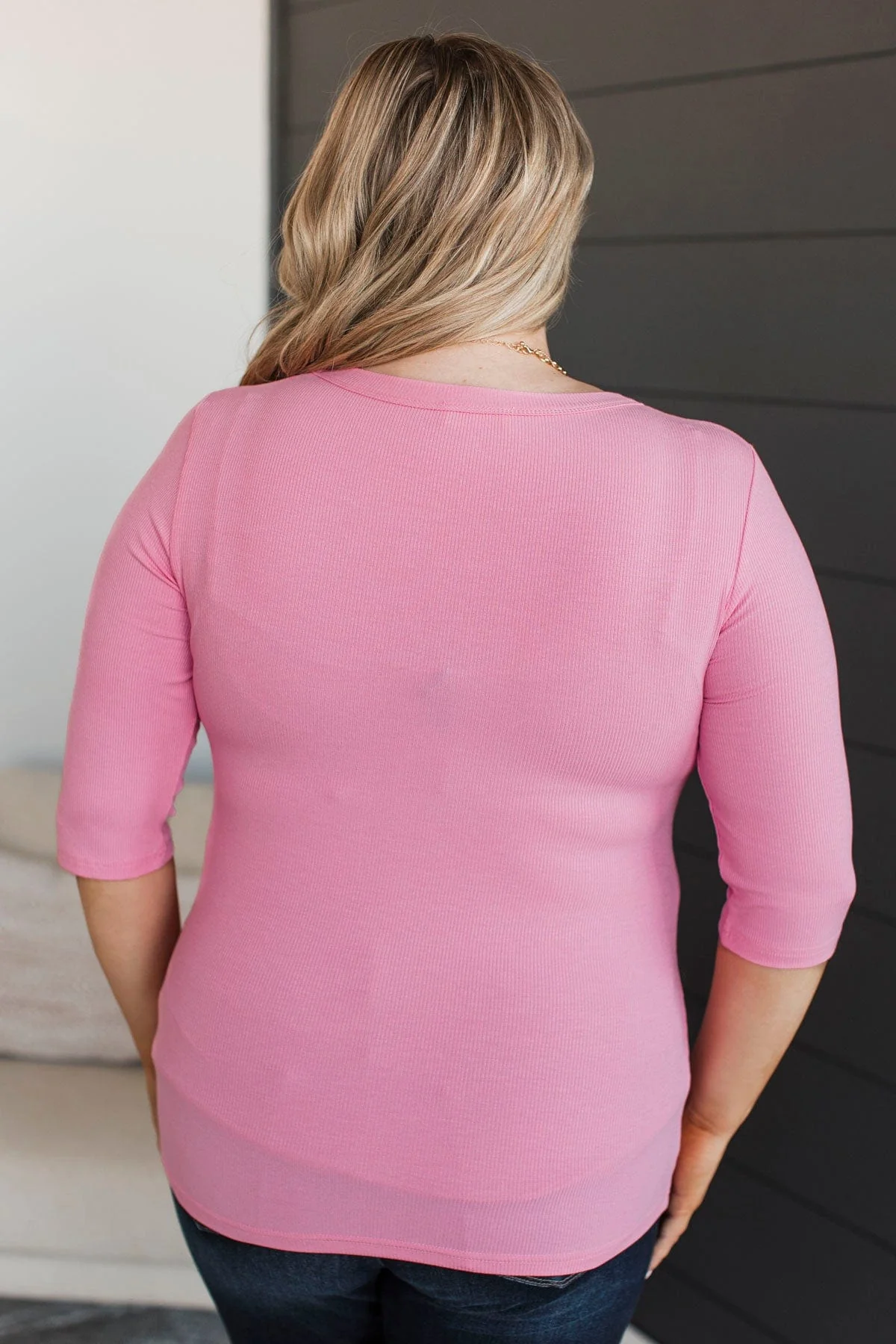 Falling Into Your Arms Ribbed Top- Pink - Image 6
