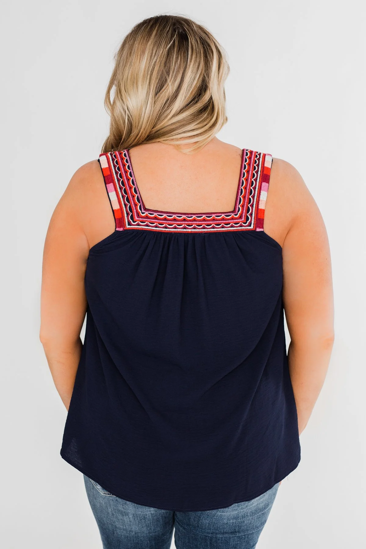 Familiar To You Wide Strap Tank Top- Navy - Image 13