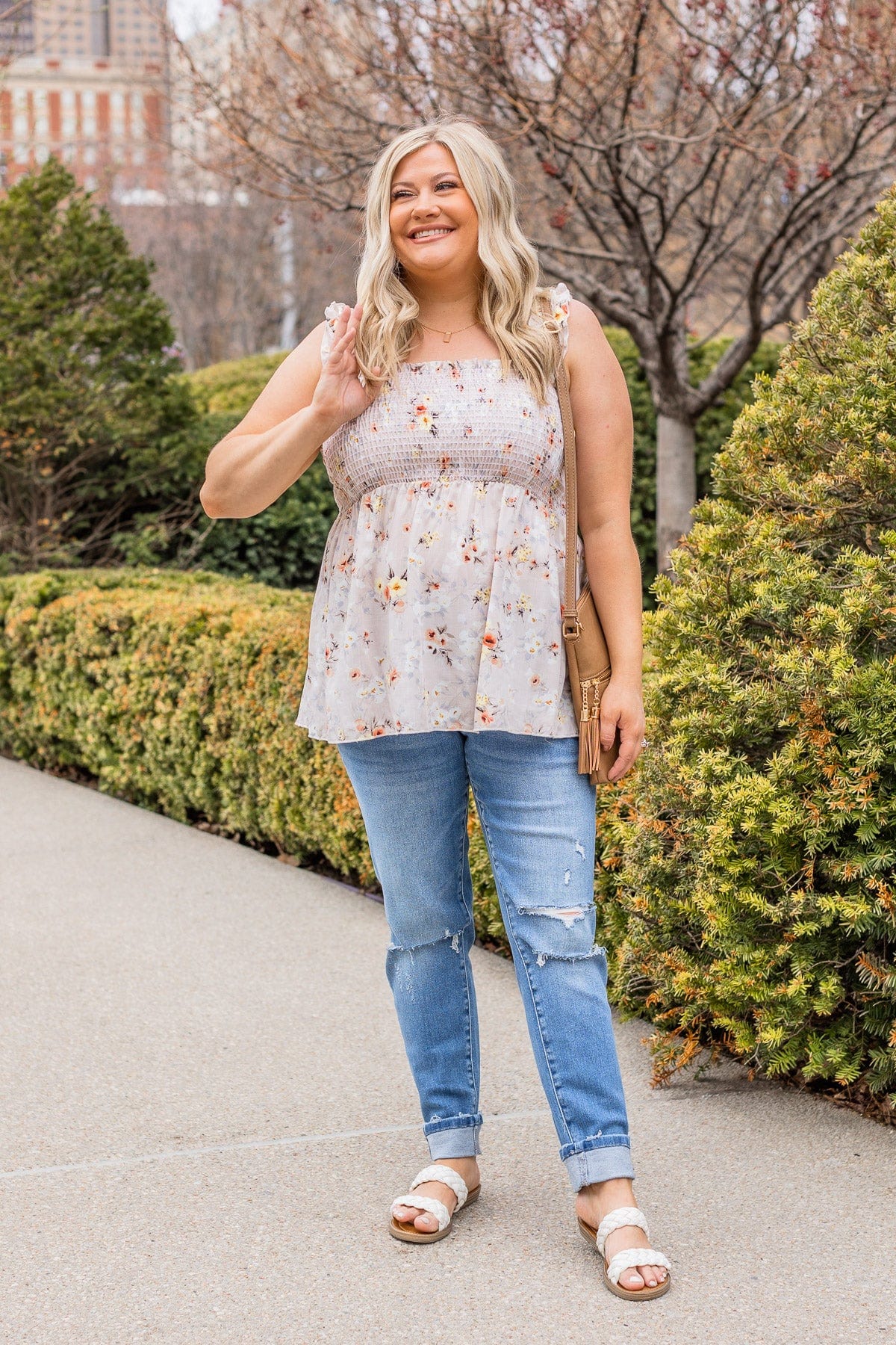 Fancy Meeting You Smocked Tank- Natural - Image 3