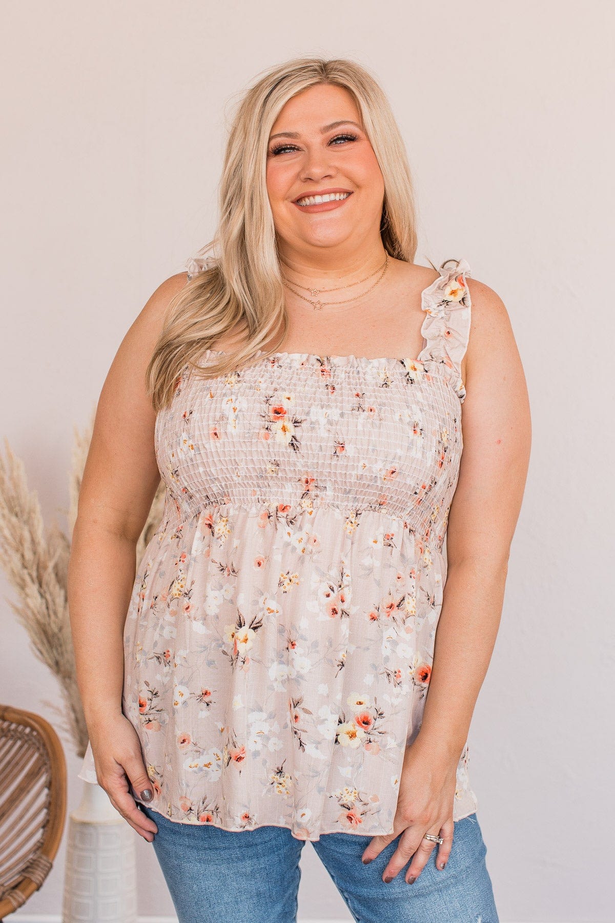 Fancy Meeting You Smocked Tank- Natural - Image 5