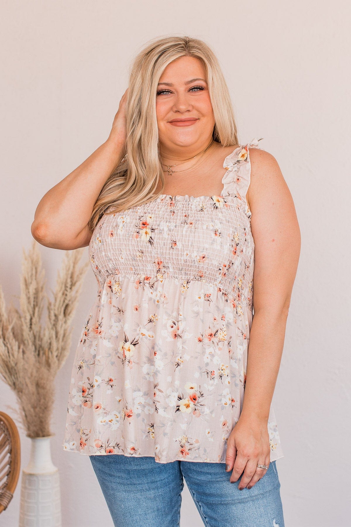Fancy Meeting You Smocked Tank- Natural - Image 6