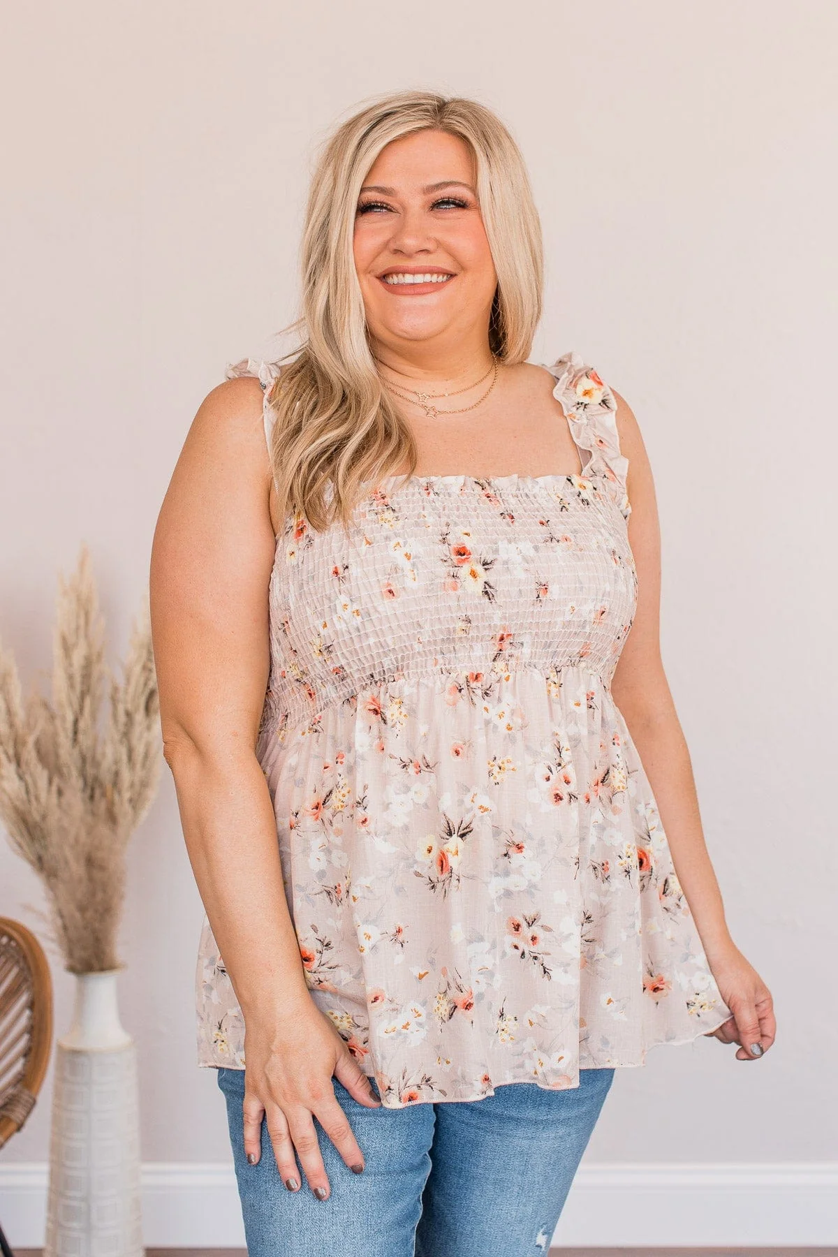 Fancy Meeting You Smocked Tank- Natural - Image 7