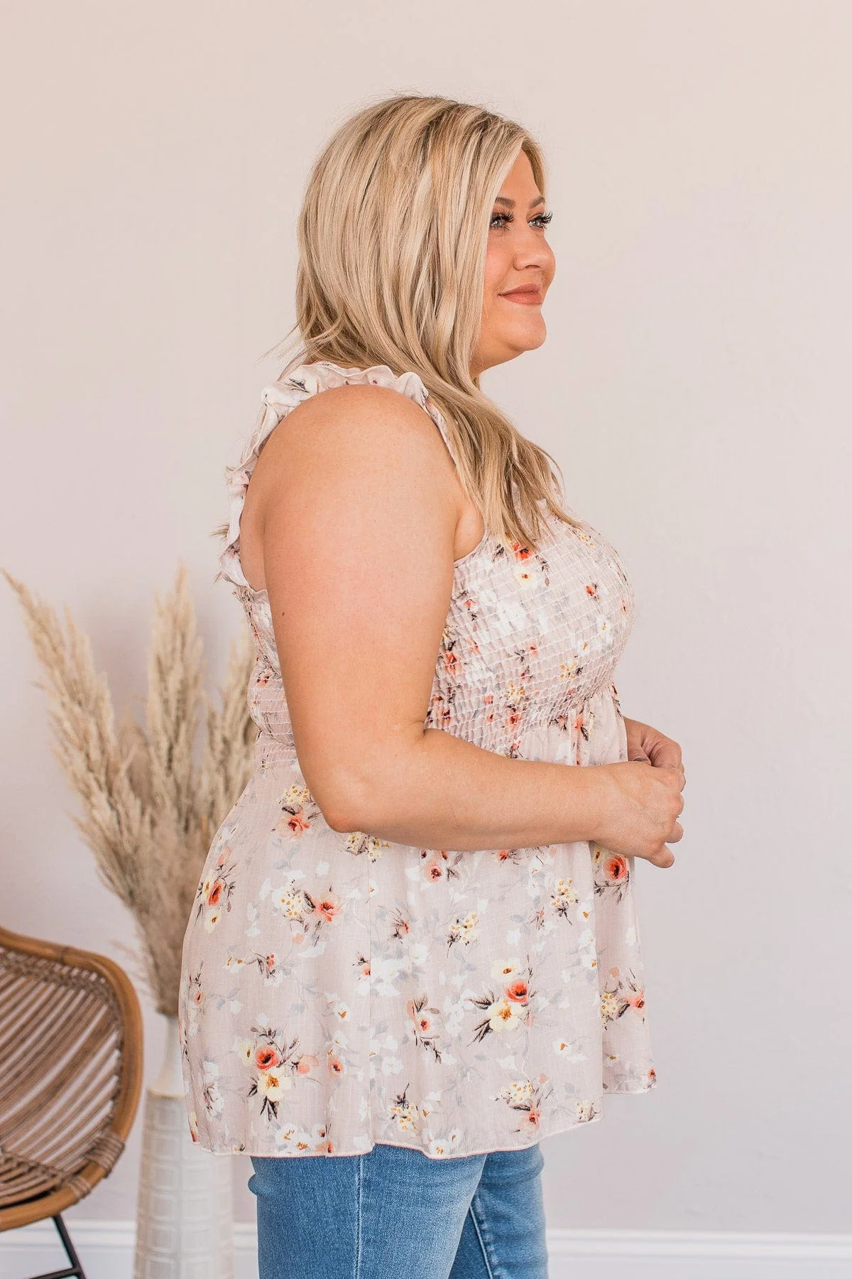 Fancy Meeting You Smocked Tank- Natural - Image 8