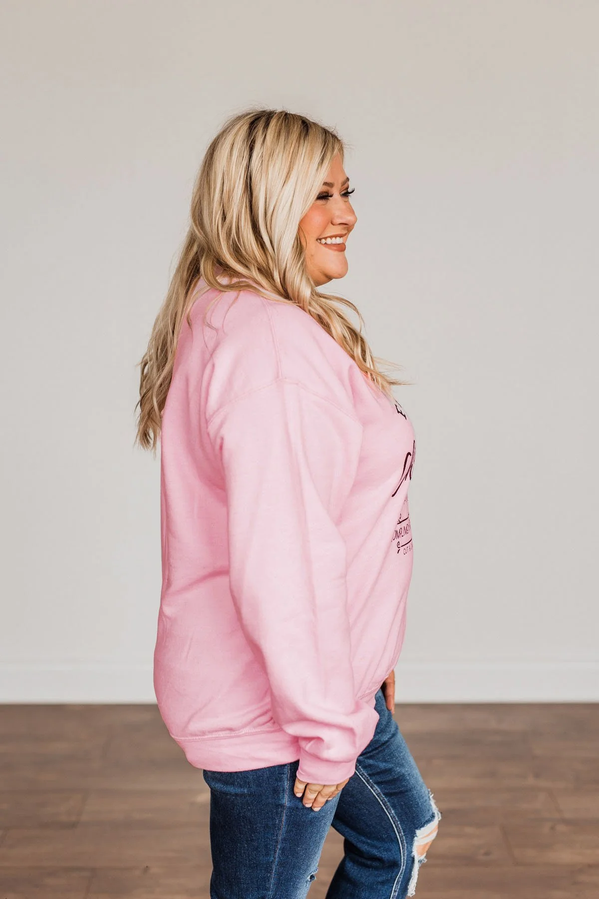 "Farm Fresh Christmas Trees" Graphic Crewneck- Light Pink - Image 6