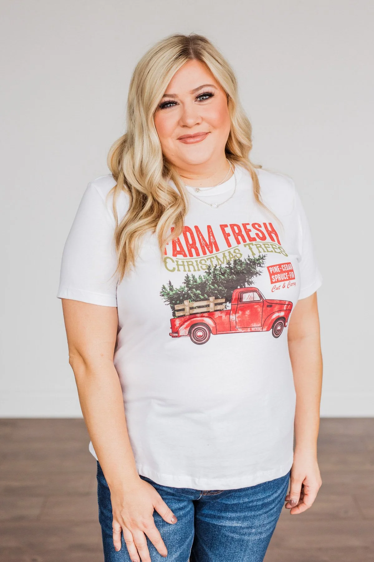 "Farm Fresh Christmas Trees" Truck Graphic Tee- White - Image 6