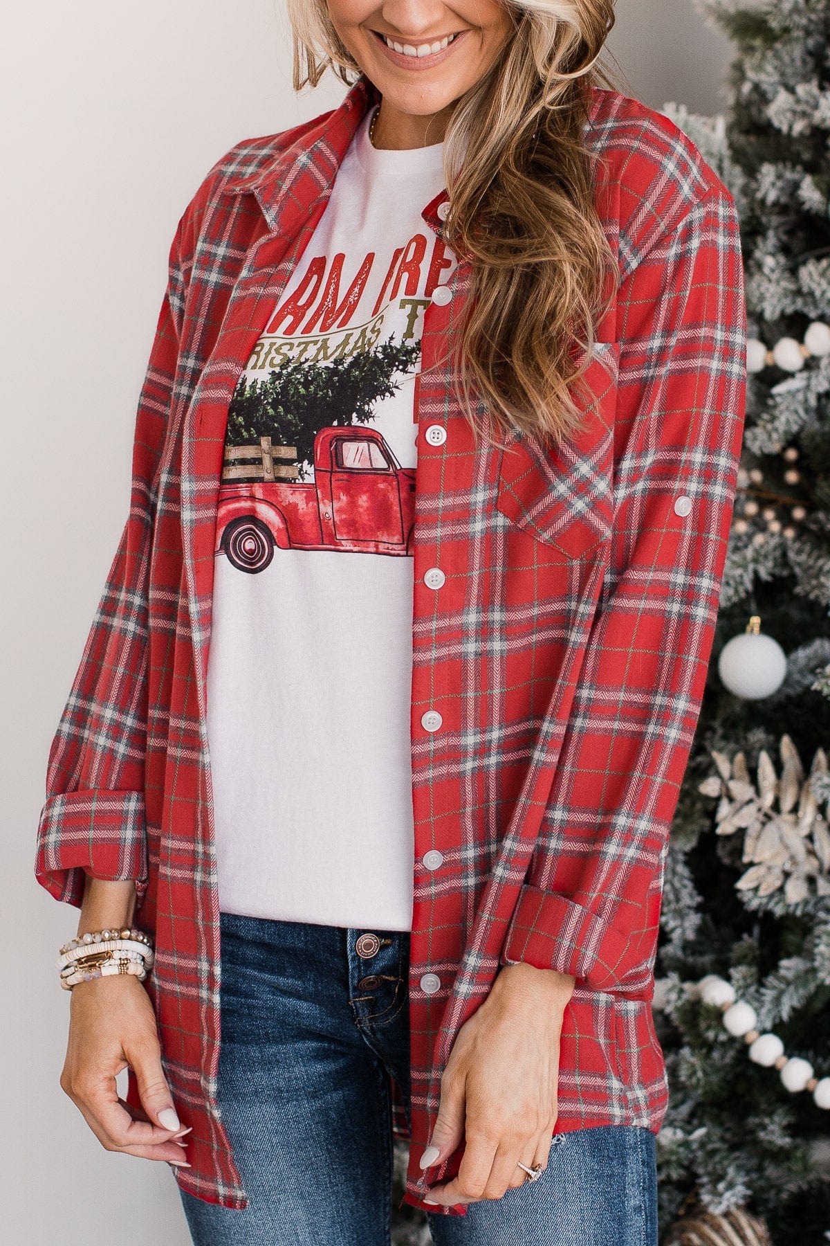 "Farm Fresh Christmas Trees" Truck Graphic Tee- White - Image 8