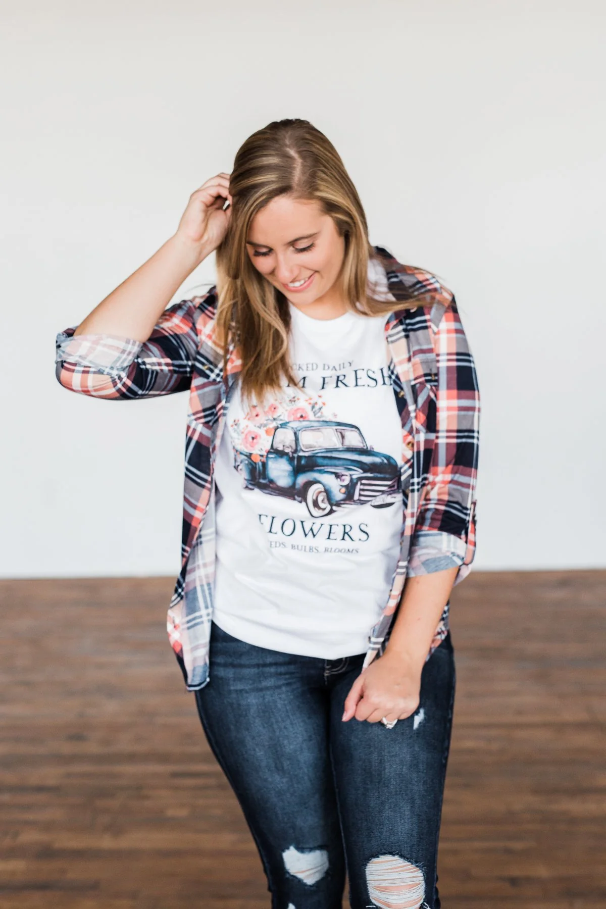 "Farm Fresh Flowers" Graphic Tee- White - Image 4