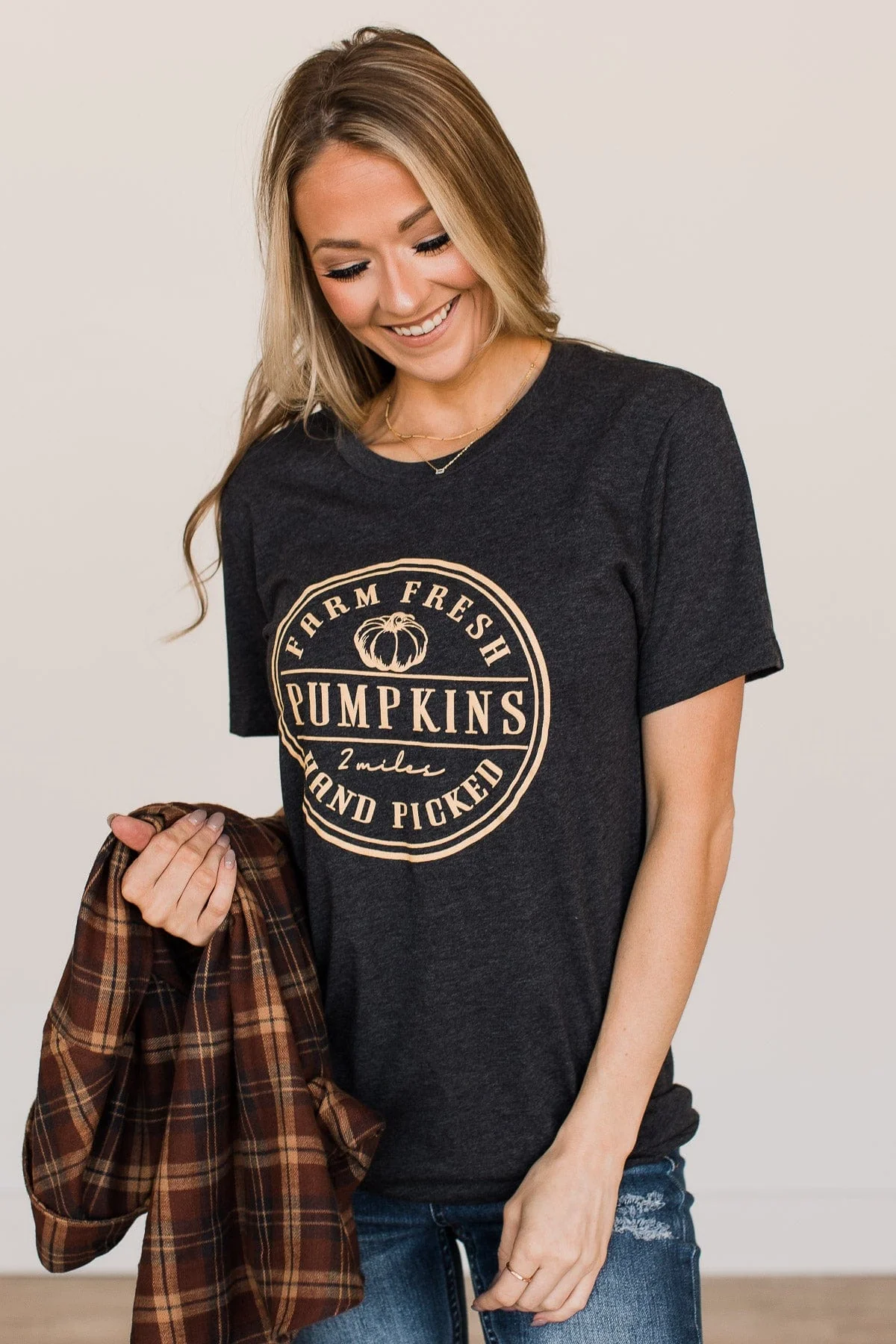 "Farm Fresh Pumpkins" Graphic Tee- Charcoal - Image 6