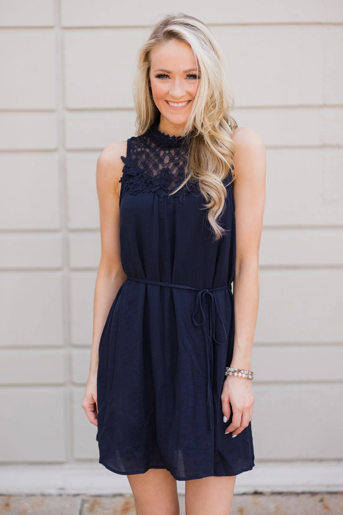 Farmer's Daughter Lace Dress- Navy - Image 2