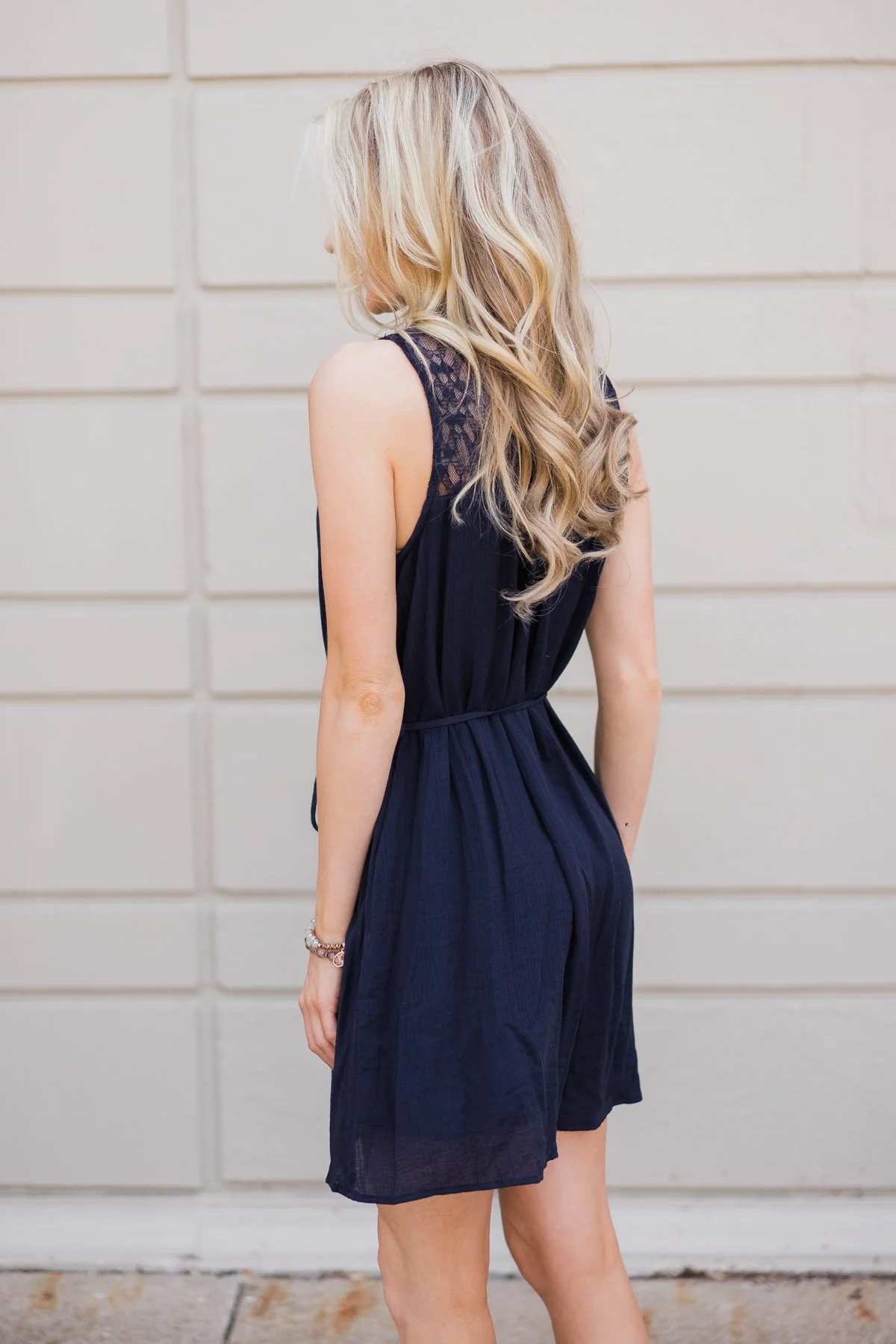 Farmer's Daughter Lace Dress- Navy - Image 3