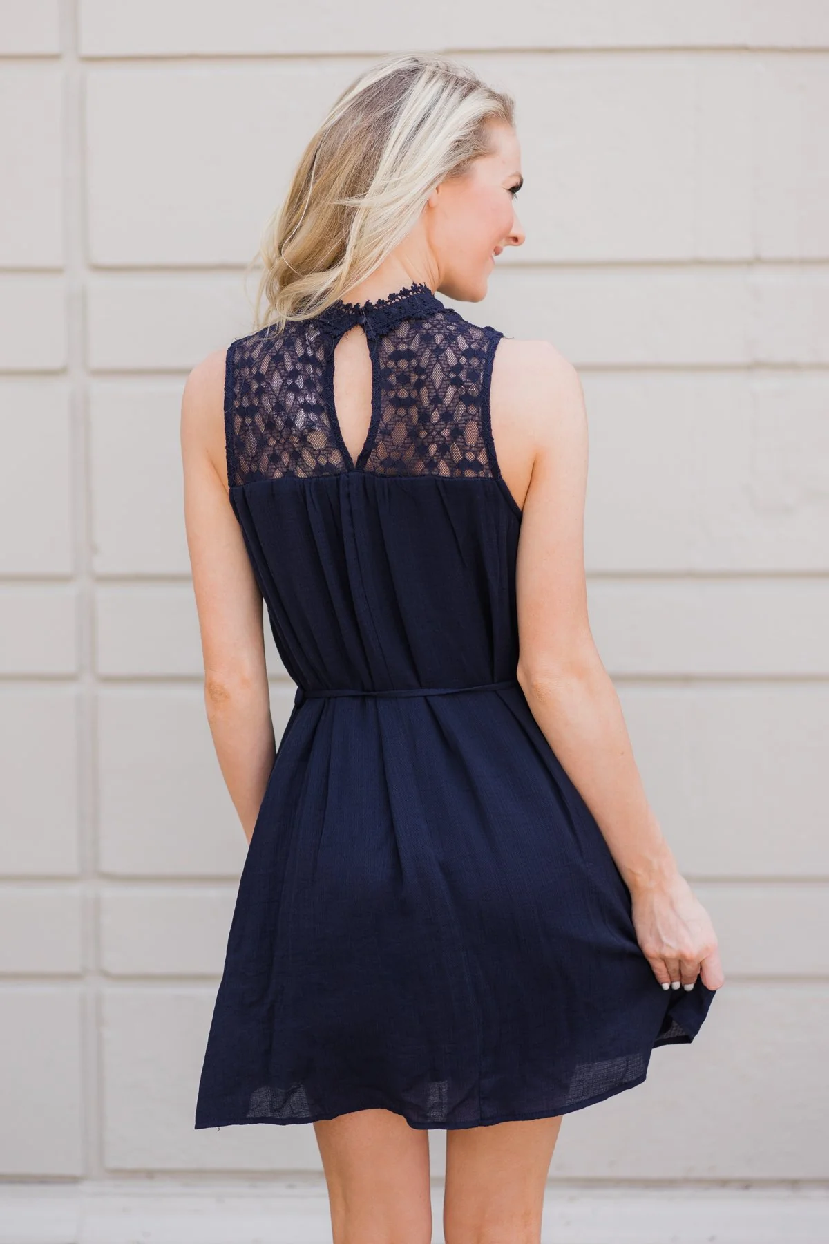 Farmer's Daughter Lace Dress- Navy - Image 4