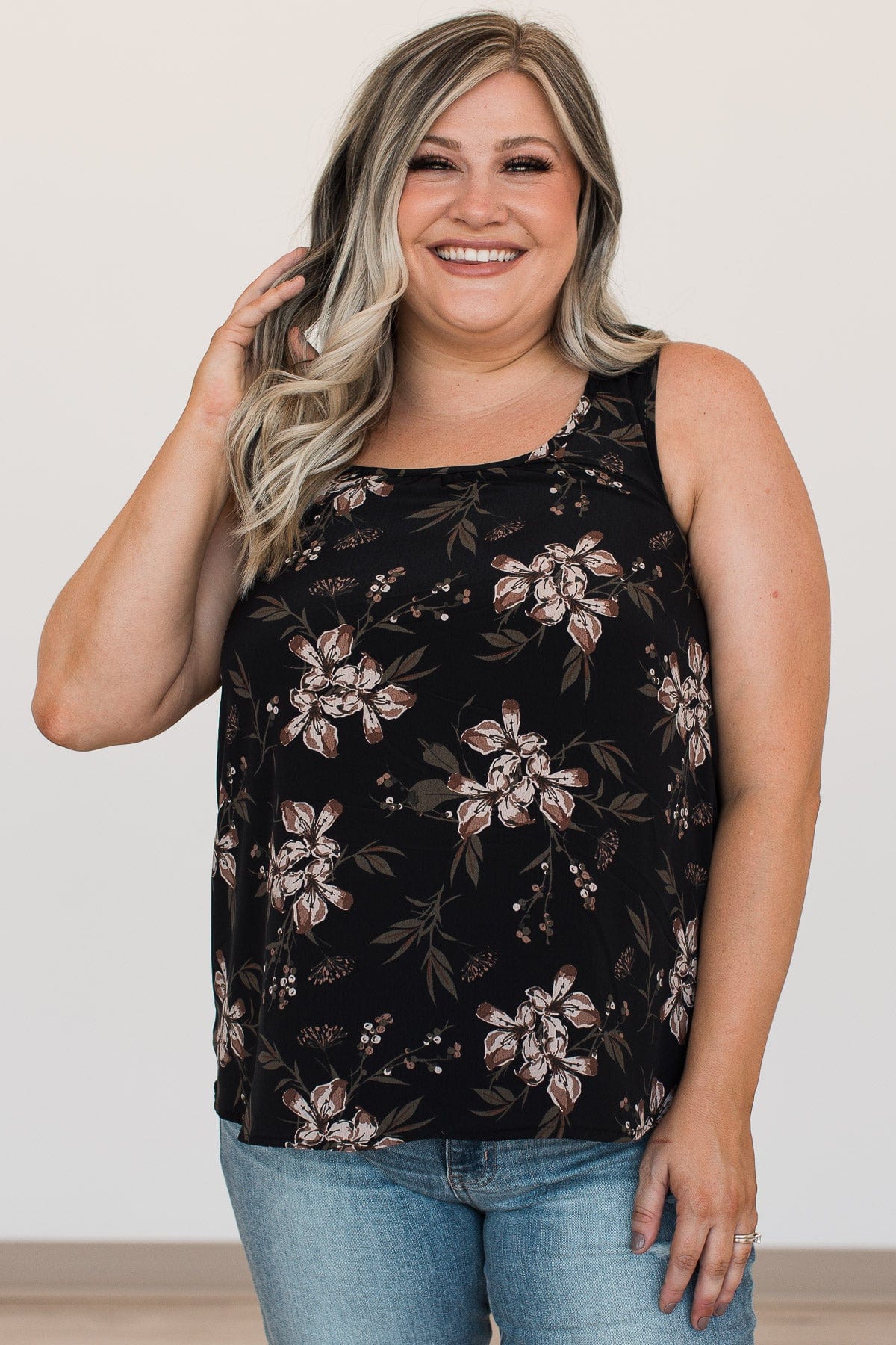 Fascinated By You Floral Tank Top- Black - Image 4