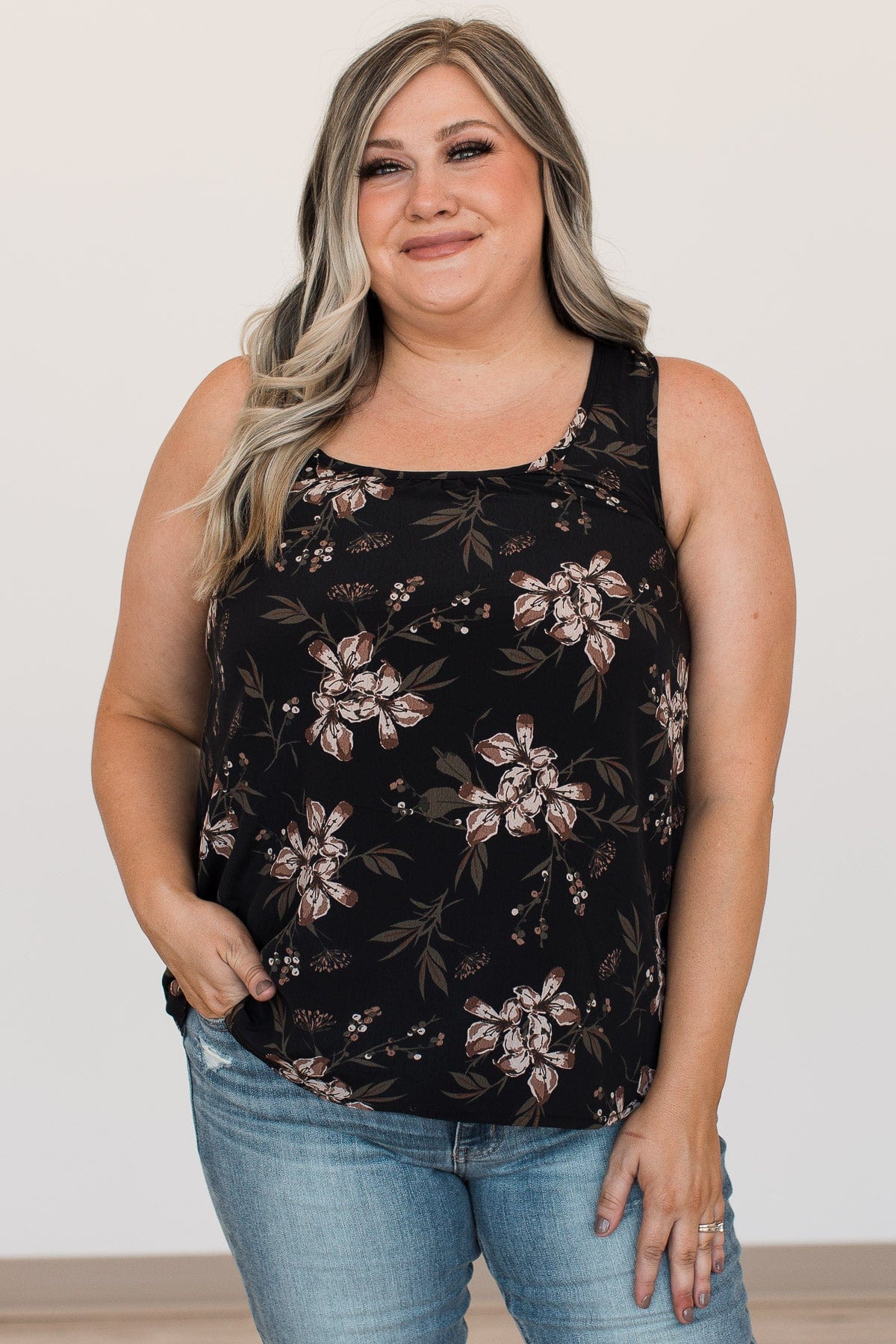 Fascinated By You Floral Tank Top- Black - Image 7